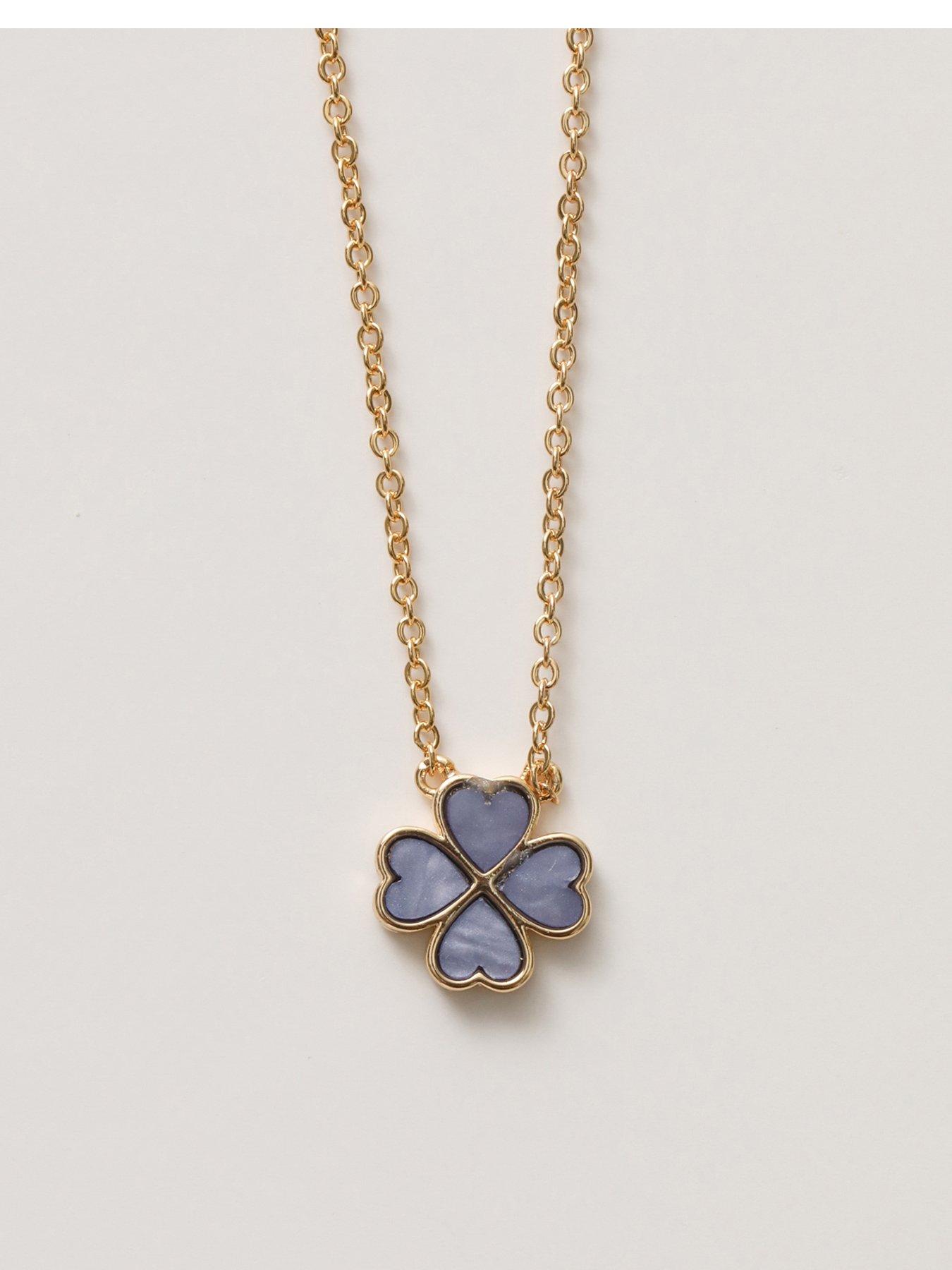 Image 2 of 4 of Jon Richard Jon Richard Gold Plated and Lilac Heart Clover Pendant Necklace