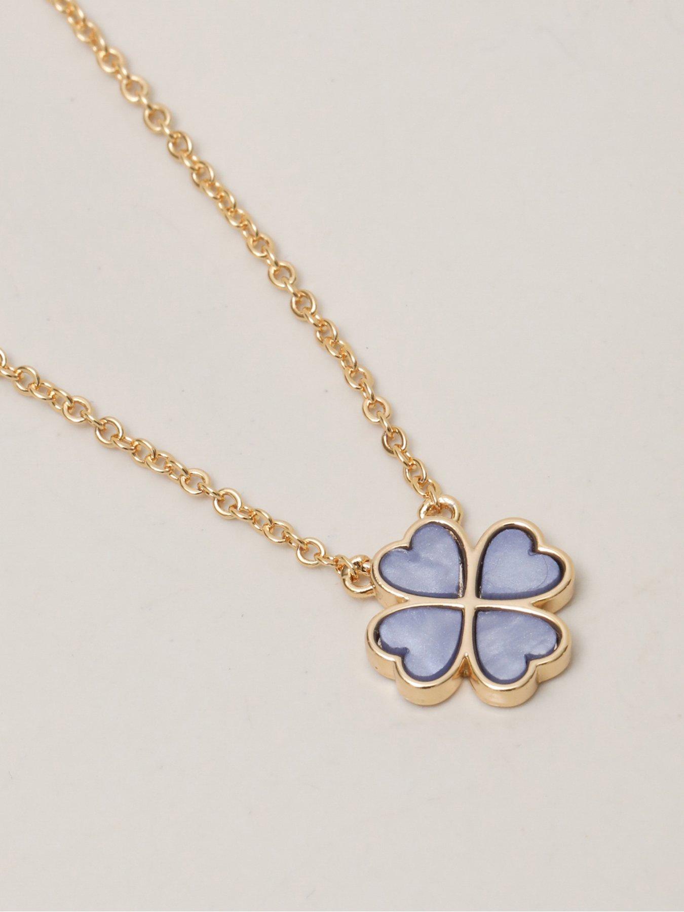 Image 4 of 4 of Jon Richard Jon Richard Gold Plated and Lilac Heart Clover Pendant Necklace