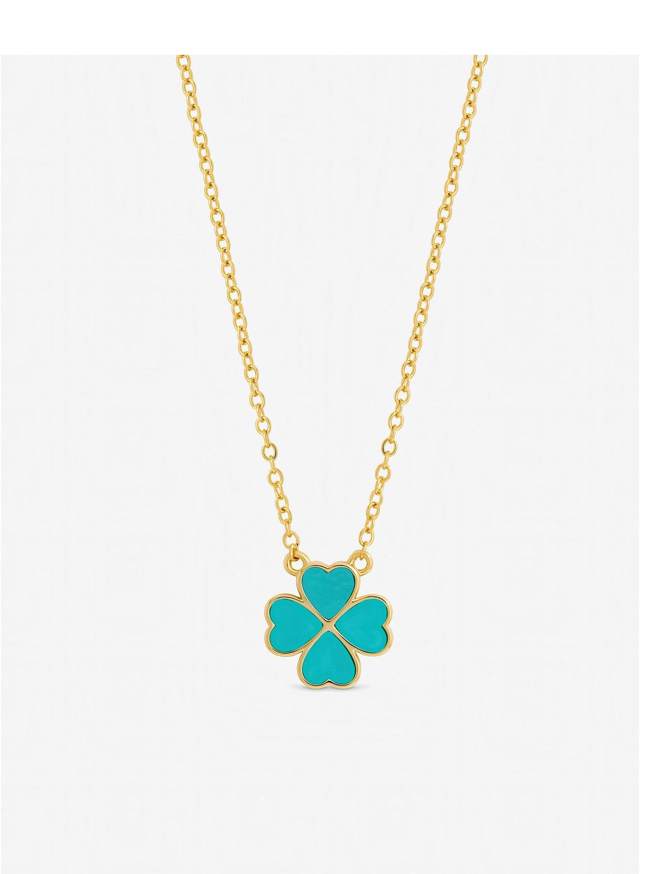 Image 1 of 1 of Jon Richard Gold Plated and Turquoise Heart Clover Pendant Necklace