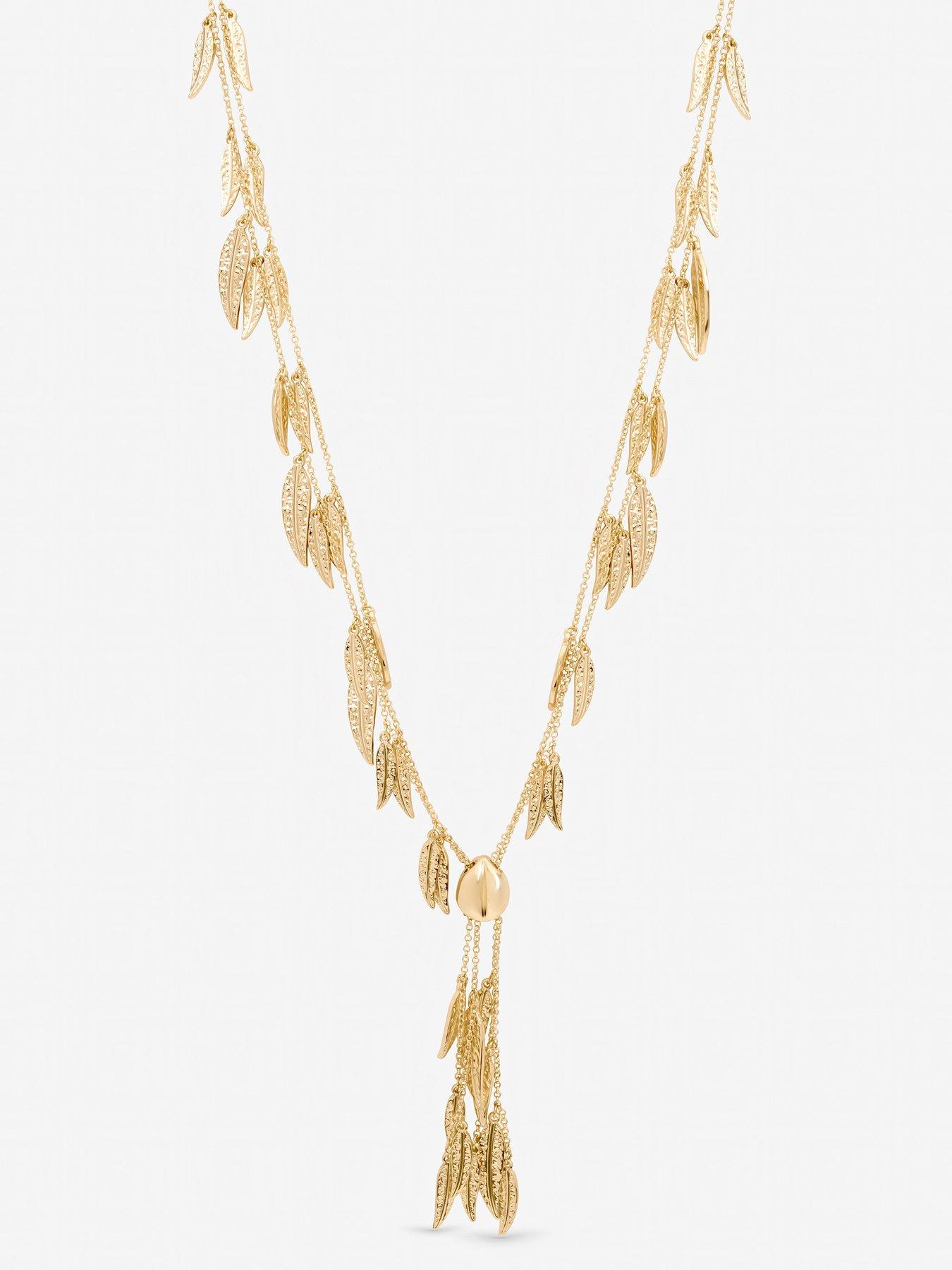Image 2 of 3 of Mood Mood Gold Plated Leaf Y Necklace