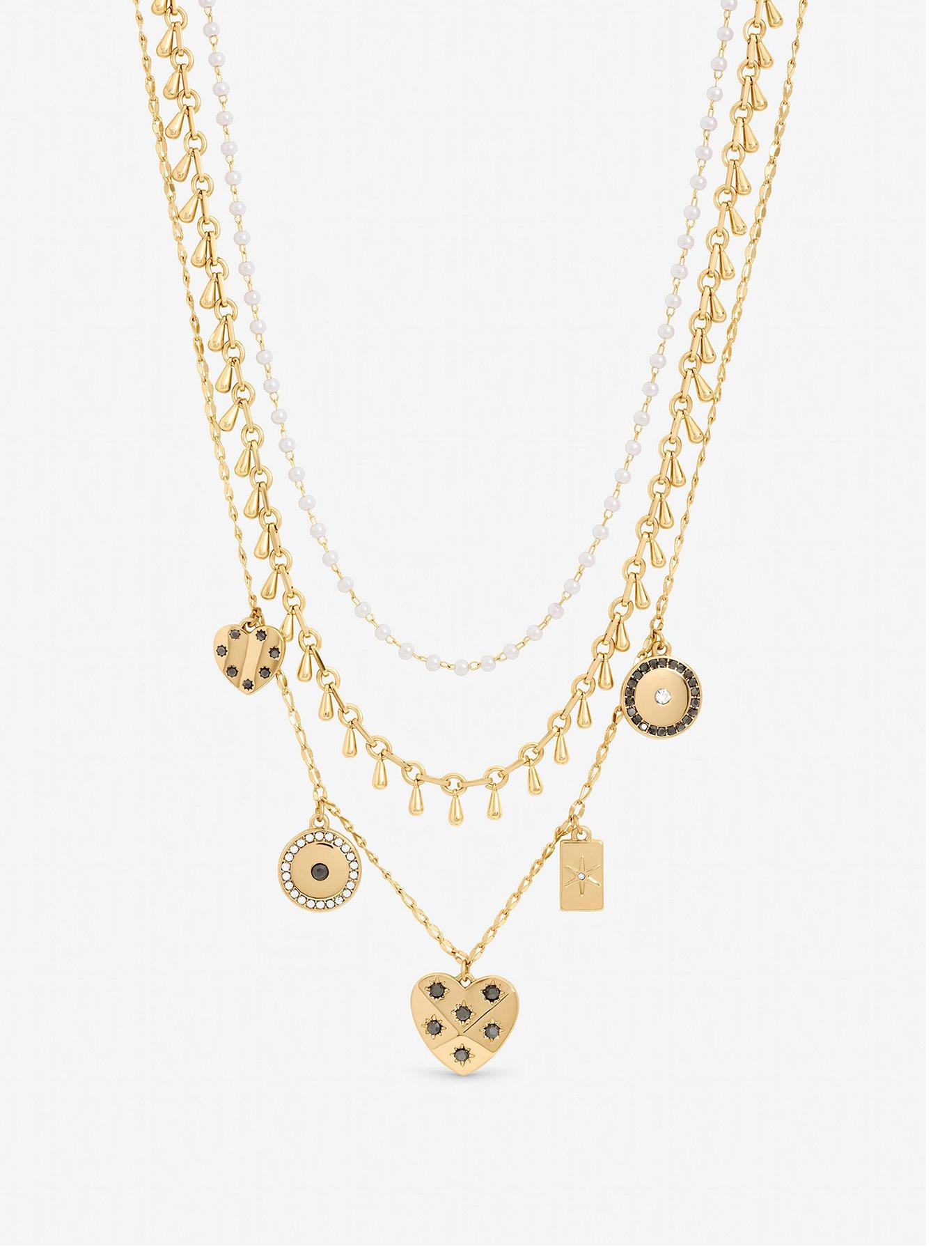 Mood Mood Gold Plated Celestial Charm Multirow Necklace