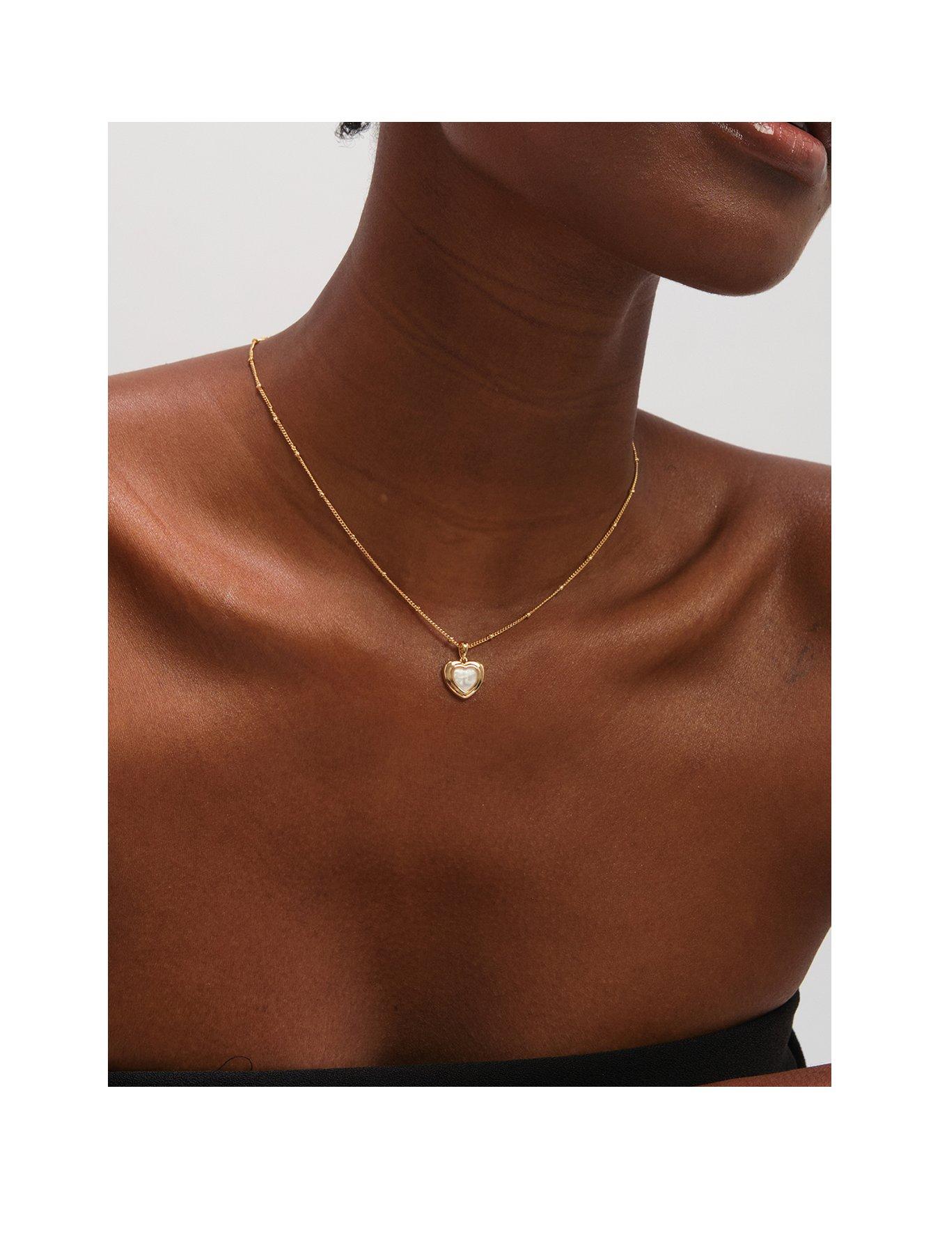 Inicio Inicio Gold Plated Mother of Pearl Heart Pendant - Gift Pouch