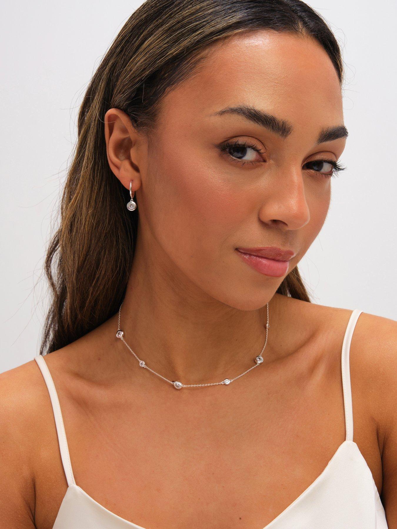 Jon Richard Jon Richard Silver Plated Cubic Zirconia Bezel Necklace