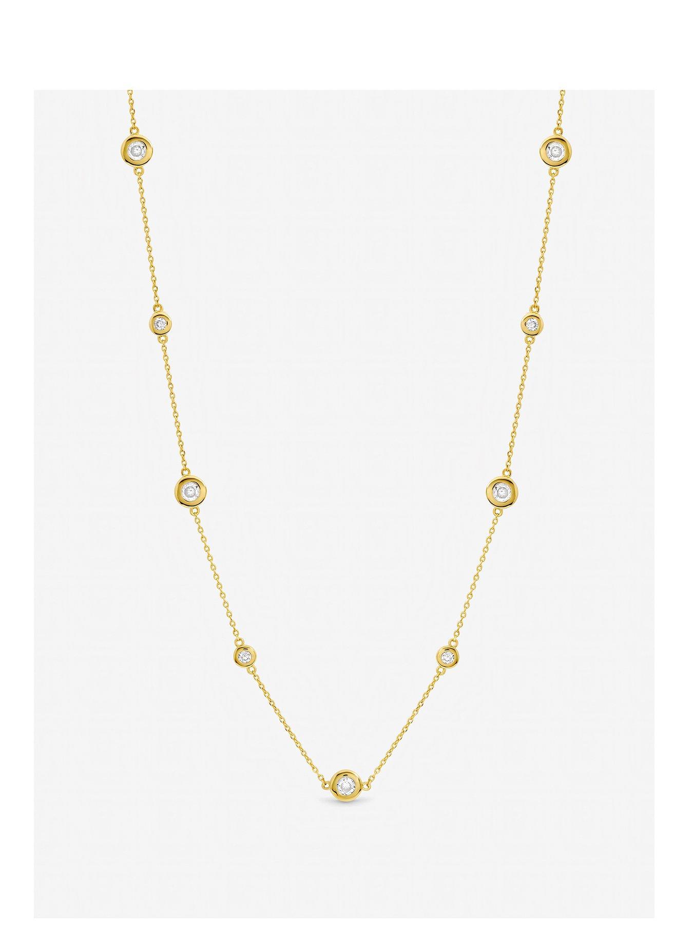 Jon Richard Jon Richard Gold Plated Cubic Zirconia Bezel Neckwear
