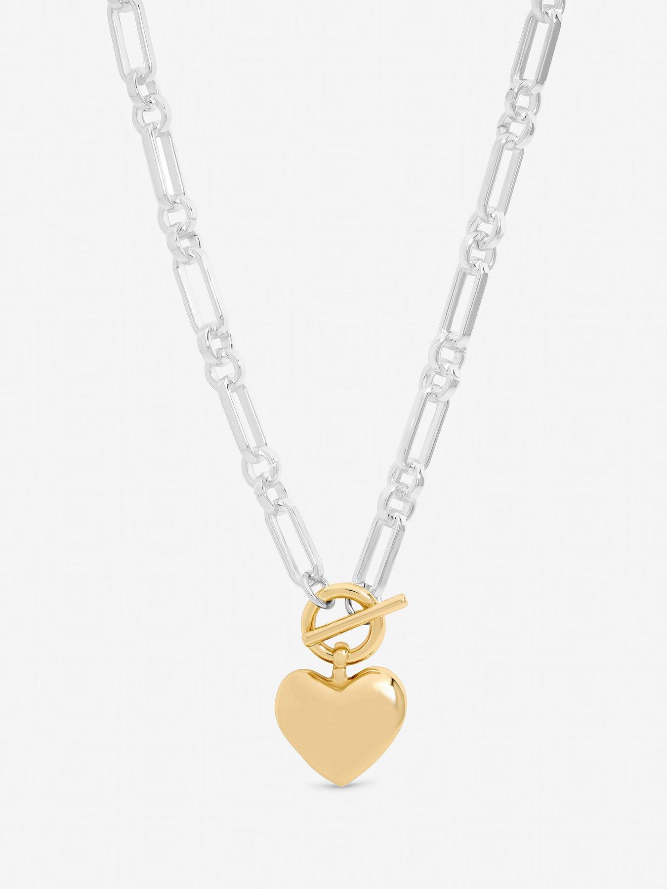 mood-two-tone-heart-link-necklacestillFront