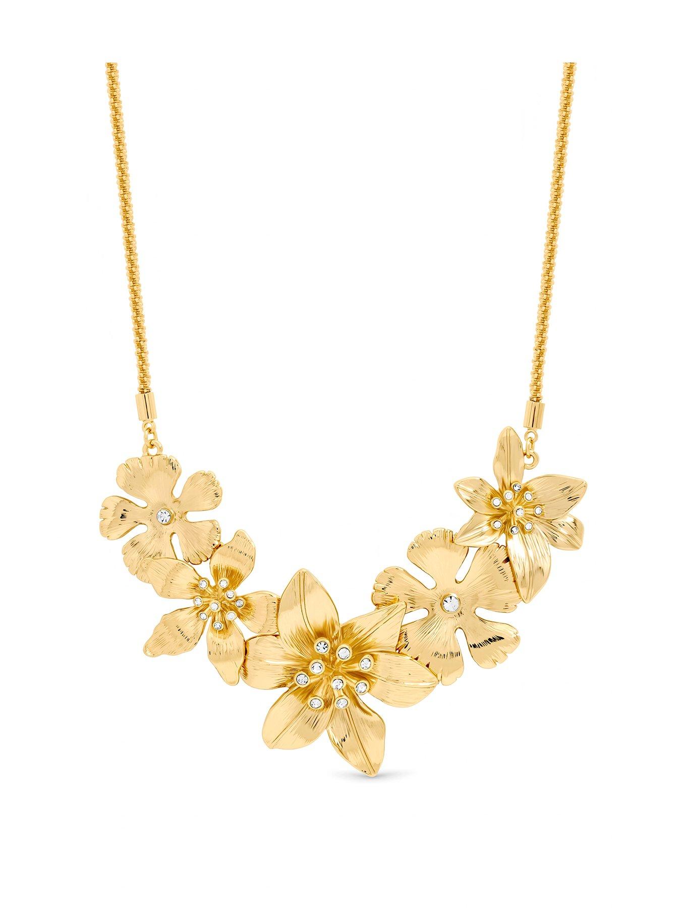 Mood Mood Gold Polished Statement Floral Necklace