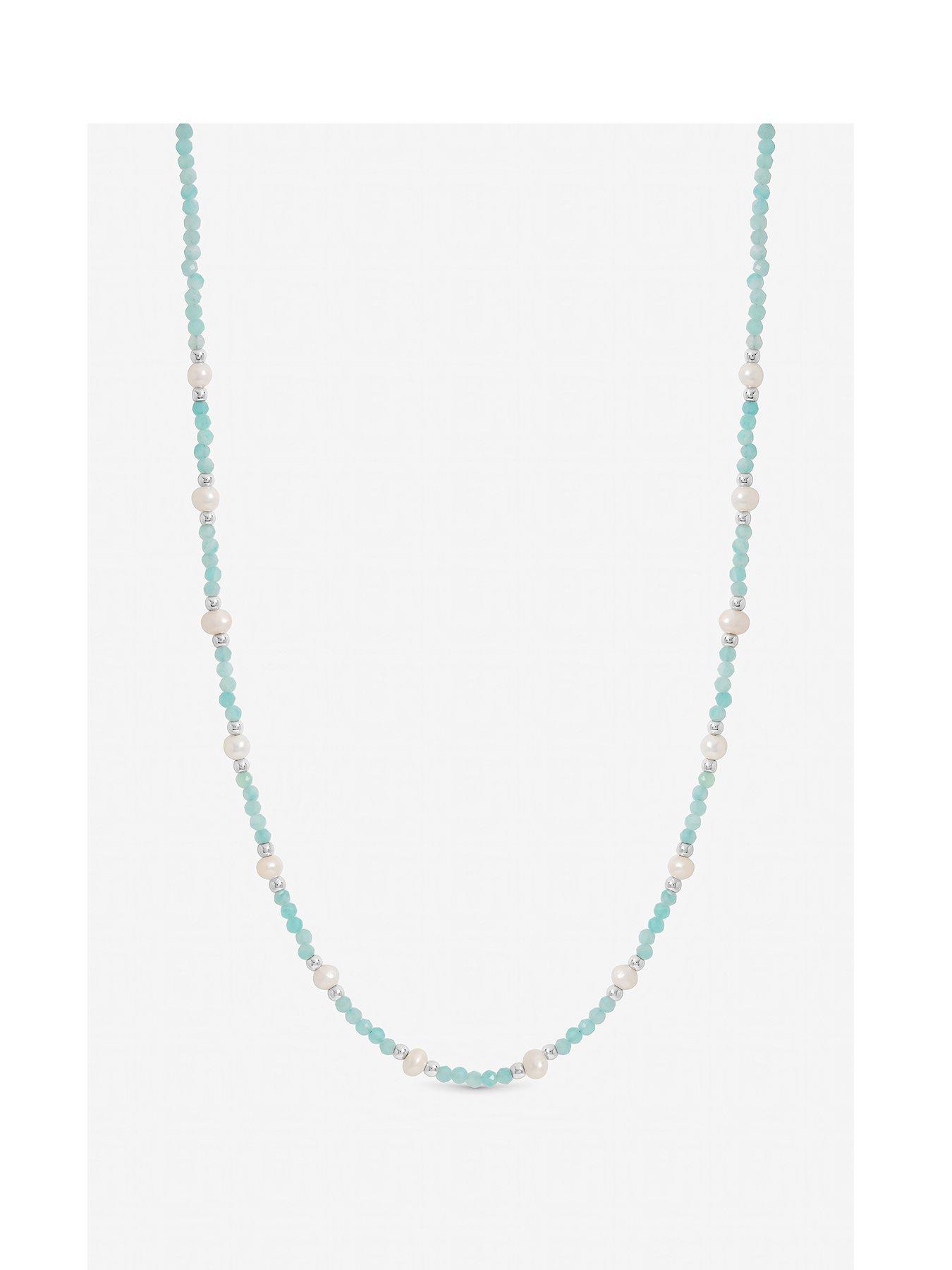 Inicio Inicio Turquoise And Pearl Necklace - Gift Pouch