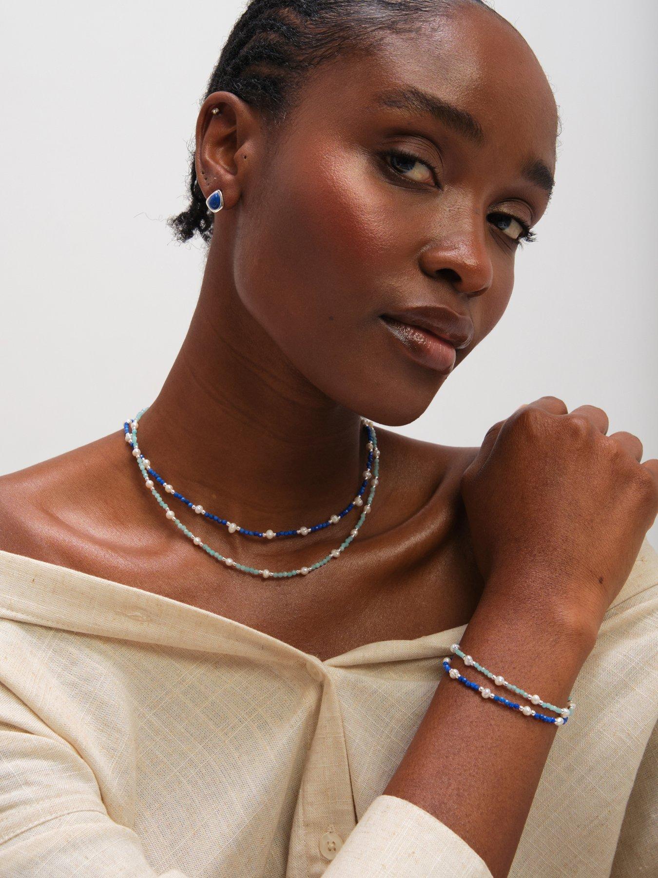 Image 3 of 4 of Inicio Inicio Turquoise And Pearl Necklace - Gift Pouch