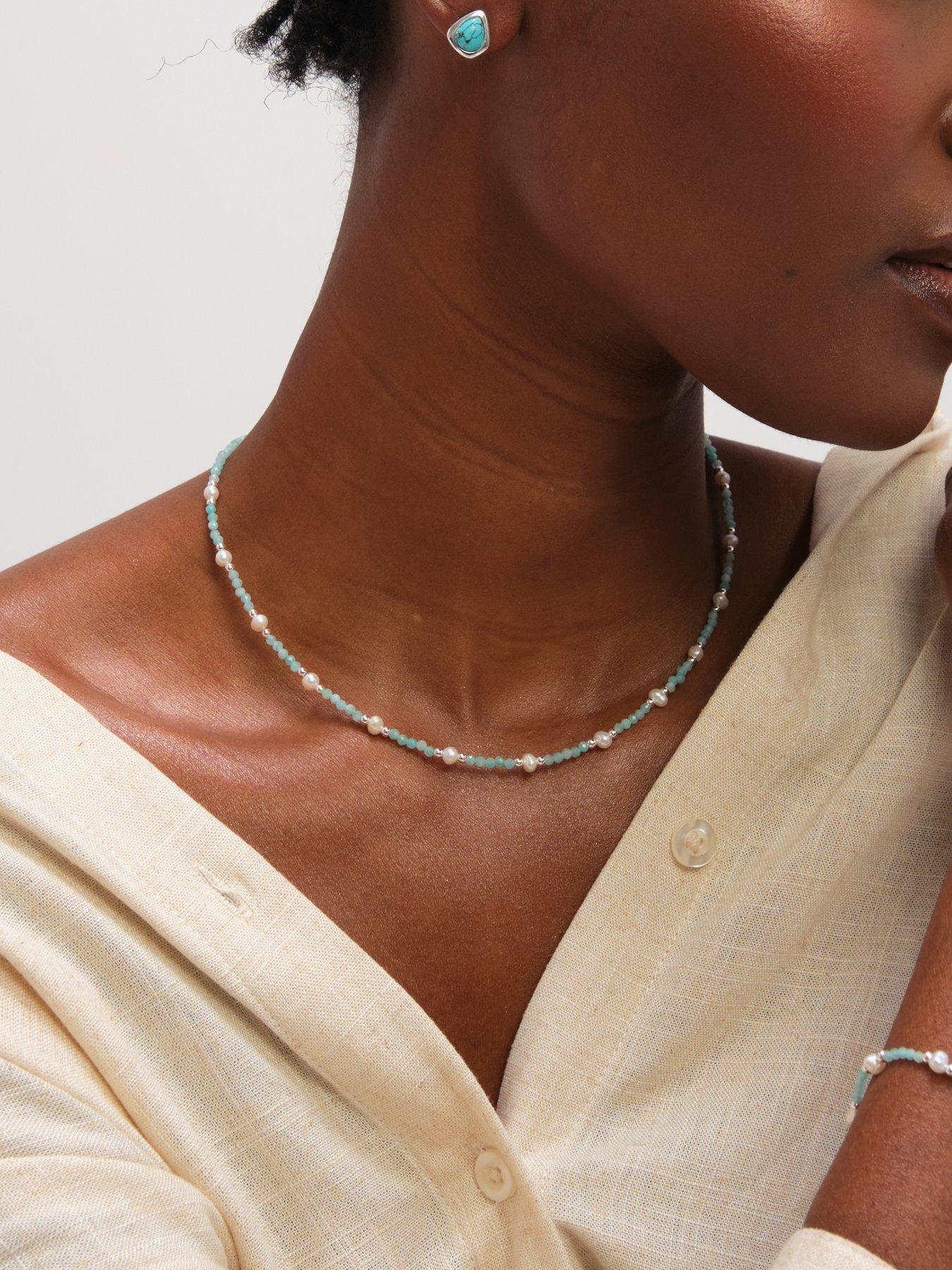 Image 4 of 4 of Inicio Inicio Turquoise And Pearl Necklace - Gift Pouch