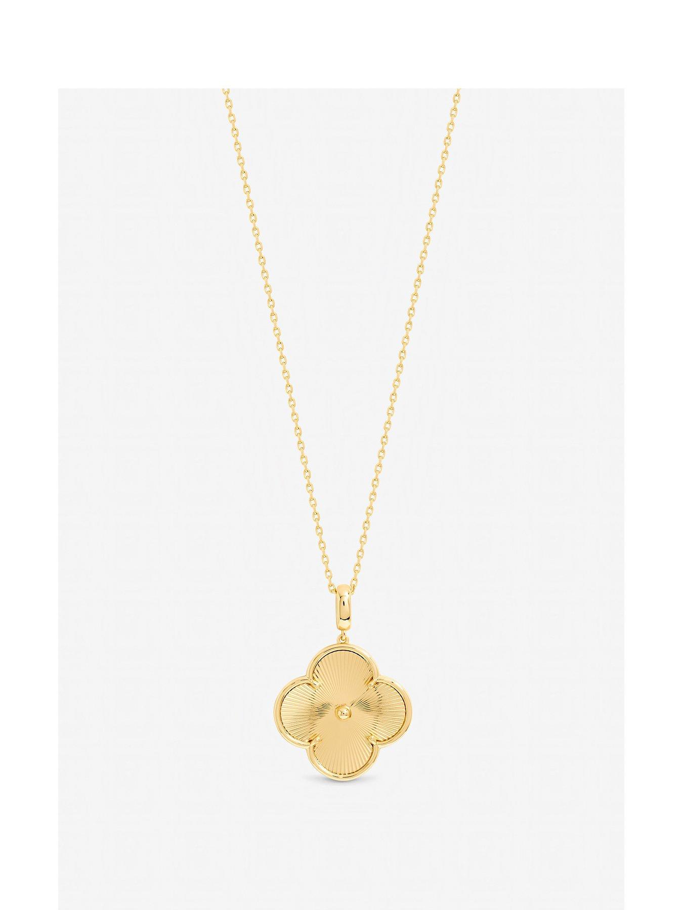 Jon Richard Jon Richard Gold Plated Long Clover Necklace Pendant