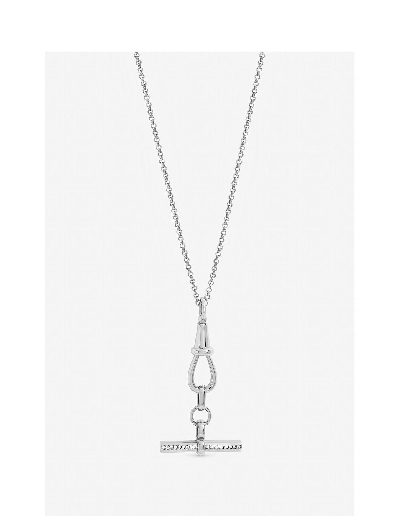 Jon Richard Jon Richard Silver Plated Pave T Bar Necklace