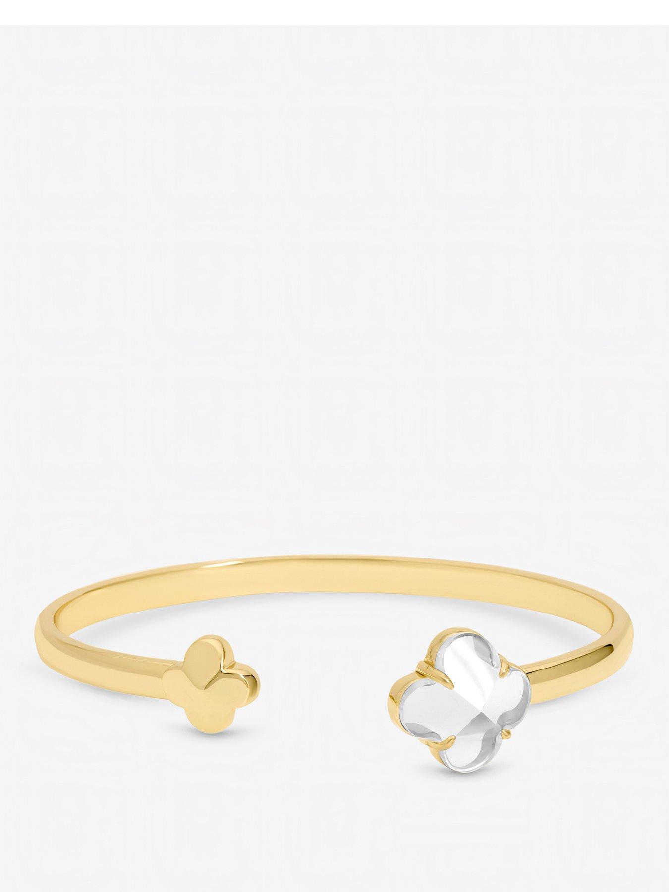 jon-richard-gold-polished-and-crystal-clover-banglestillFront
