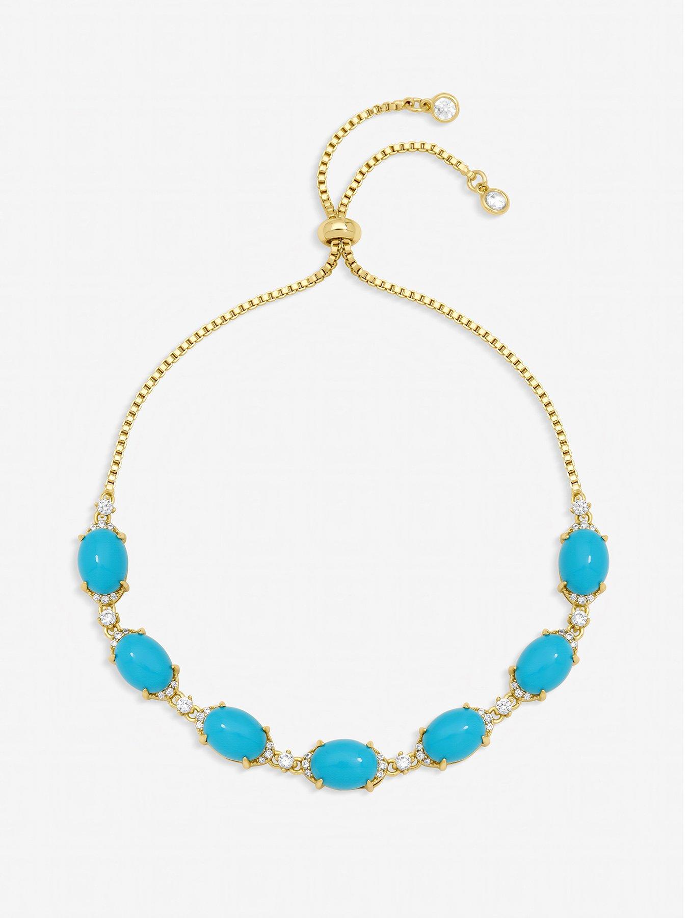 Jon Richard Jon Richard Gold Plated and Turquoise Stone Bracelet