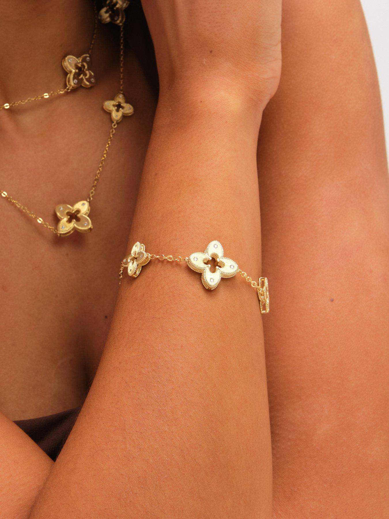 jon-richard-gold-plated-textured-crystal-clover-braceletfront