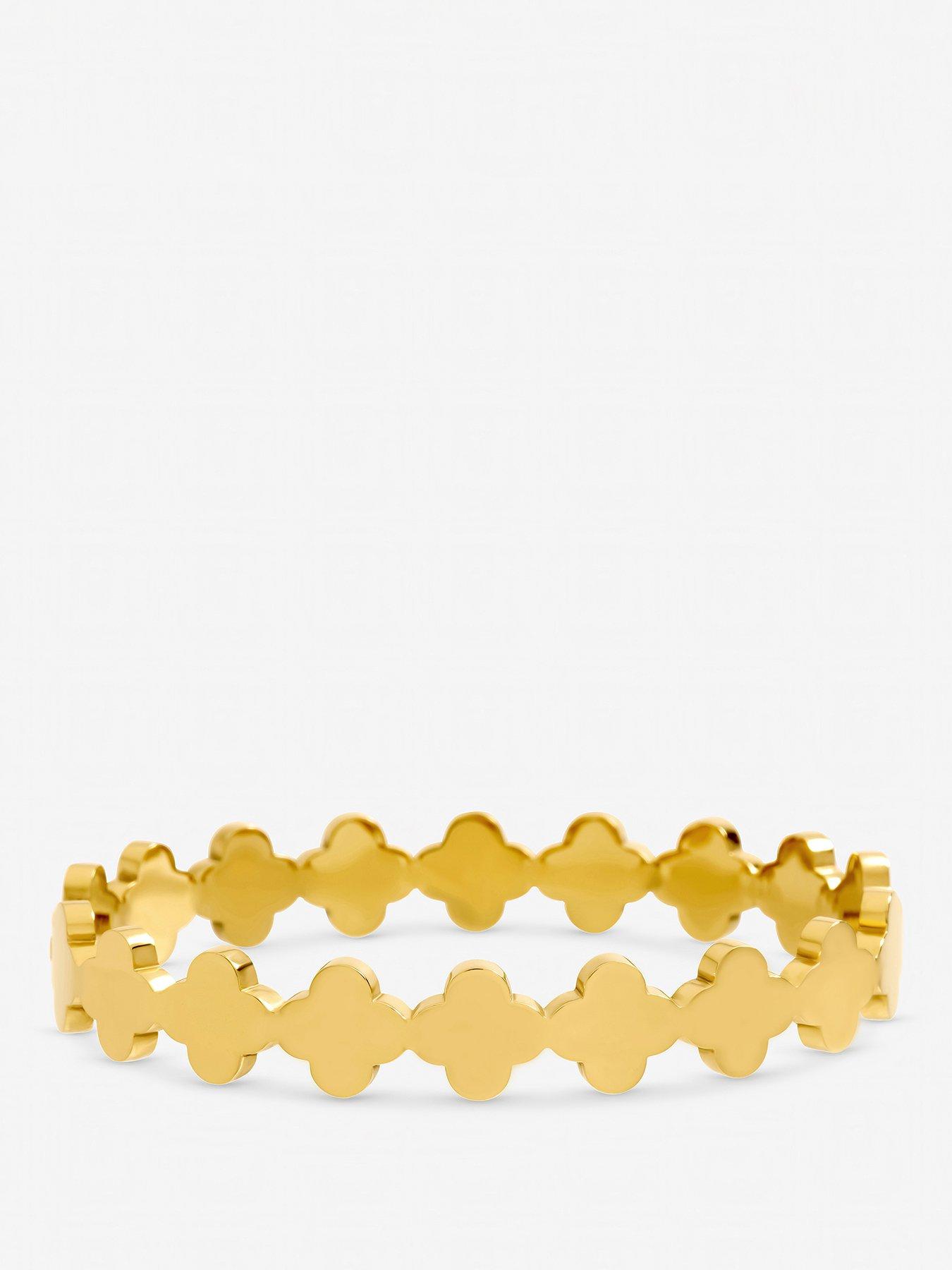 Jon Richard Jon Richard Gold Plated Waterproof Polished Clover Bangle
