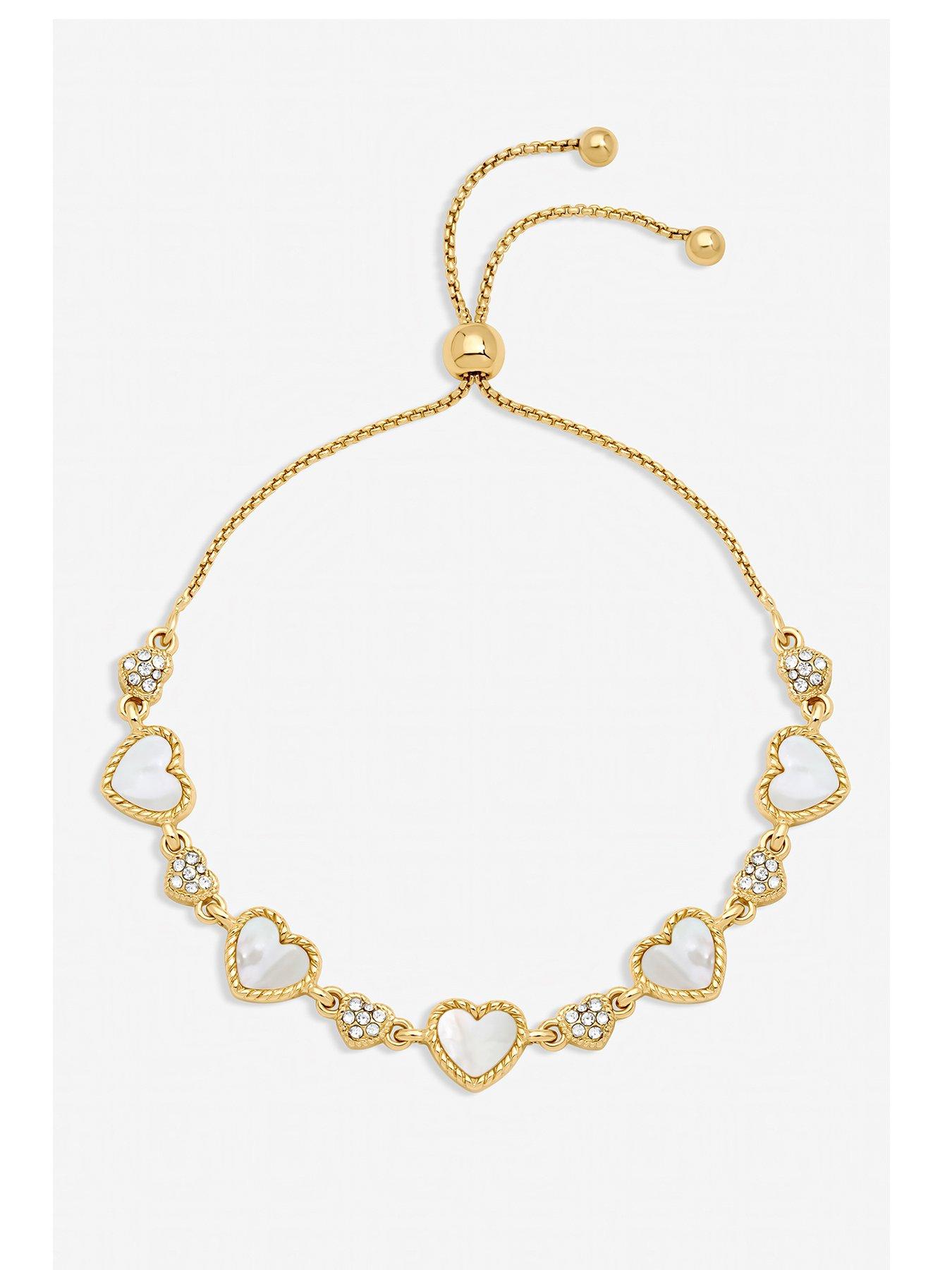 Jon Richard Jon Richard Gold Plated Pave and Mother of Pearl Heart Toggle Bracelet