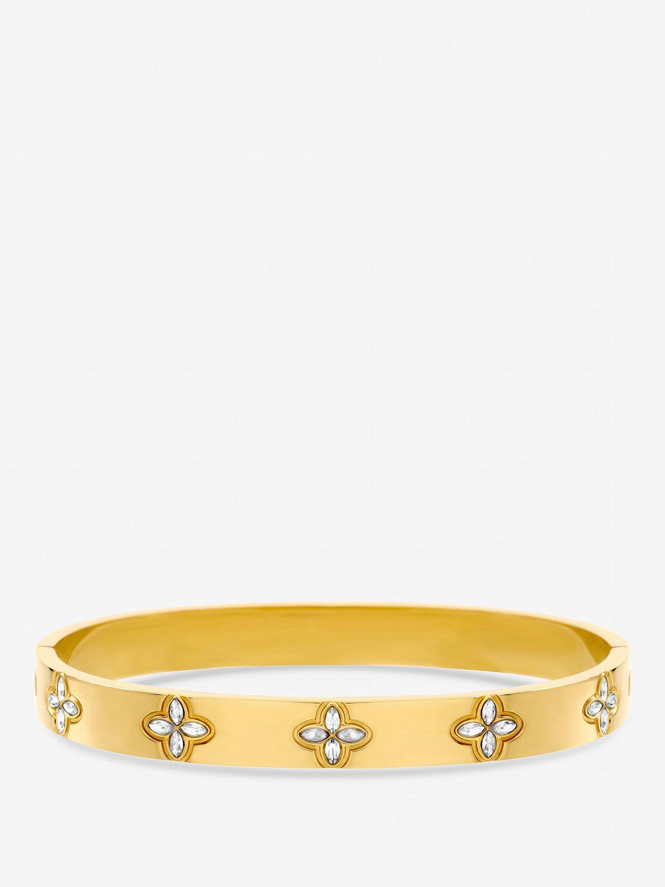 Jon Richard Jon Richard Gold Plated Waterproof Crystal Clover Bangle