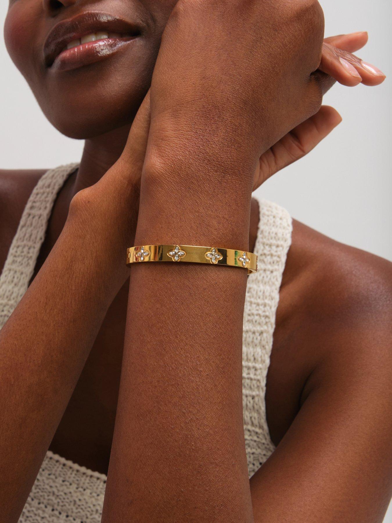 Image 2 of 3 of Jon Richard Gold Plated Waterproof Crystal Clover Bangle
