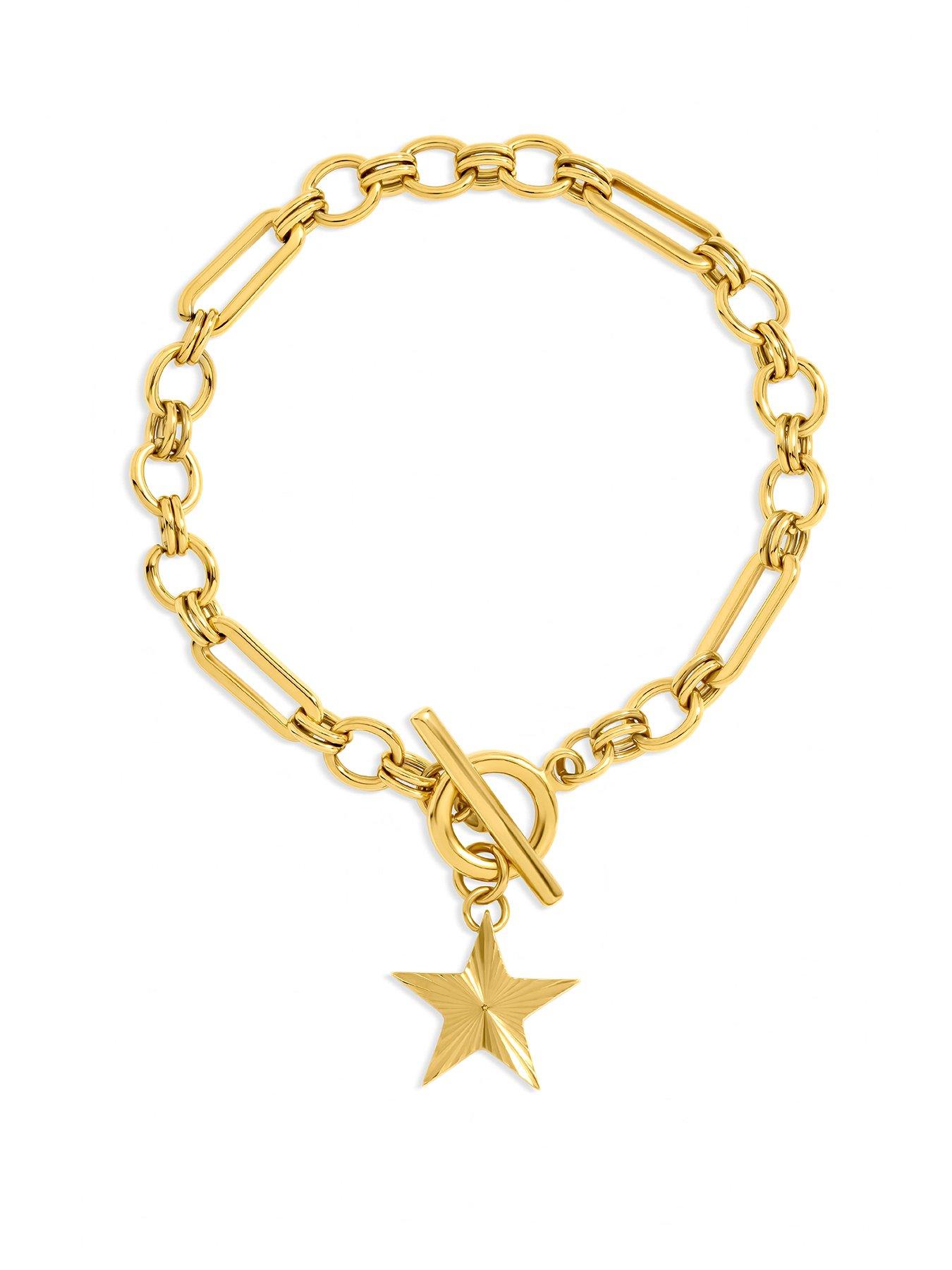 Jon Richard Jon Richard Gold Plated Waterproof Diamond Cut Star T Bar Bracelet