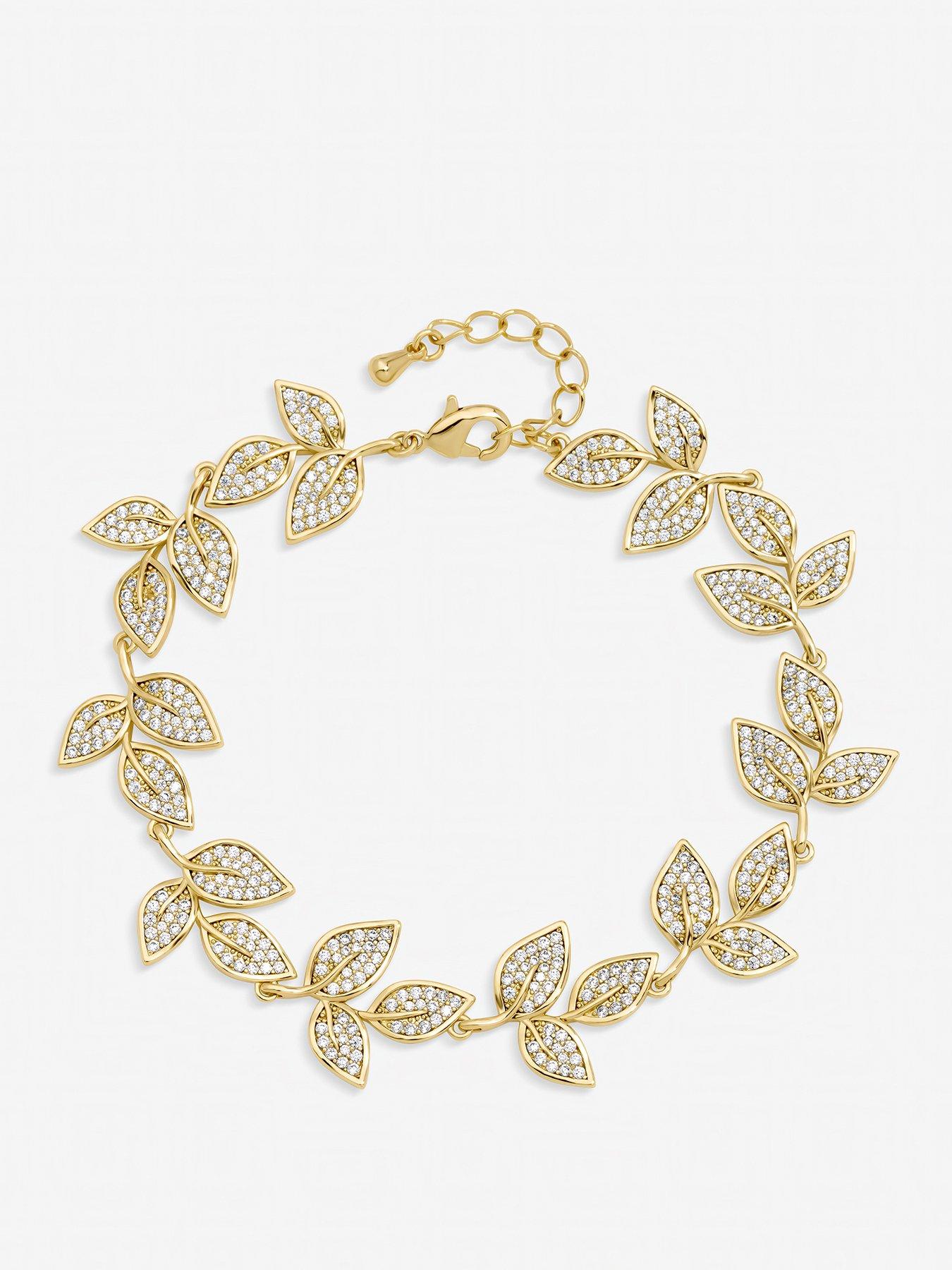 Jon Richard Jon Richard Gold Plated and Cubic Zirconia Leaf Bracelet