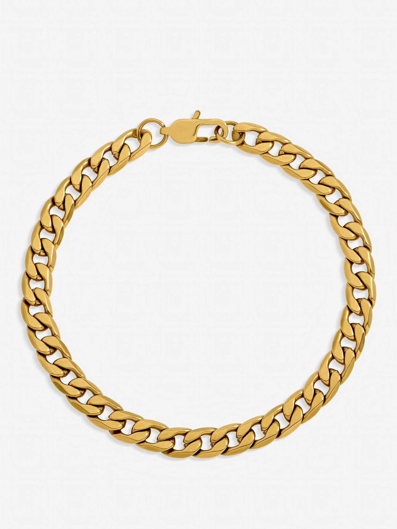 Inicio Inicio Men's Waterproof Gold Plated Curb Chain Bracelet - Gift Pouch