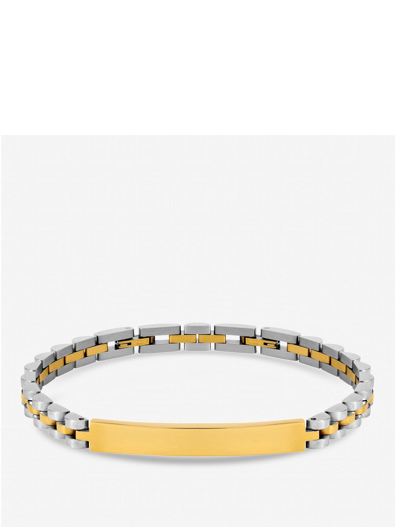 Image 1 of 3 of Inicio Inicio Men's Waterproof Two Tone Linked Bracelet - Gift Pouch