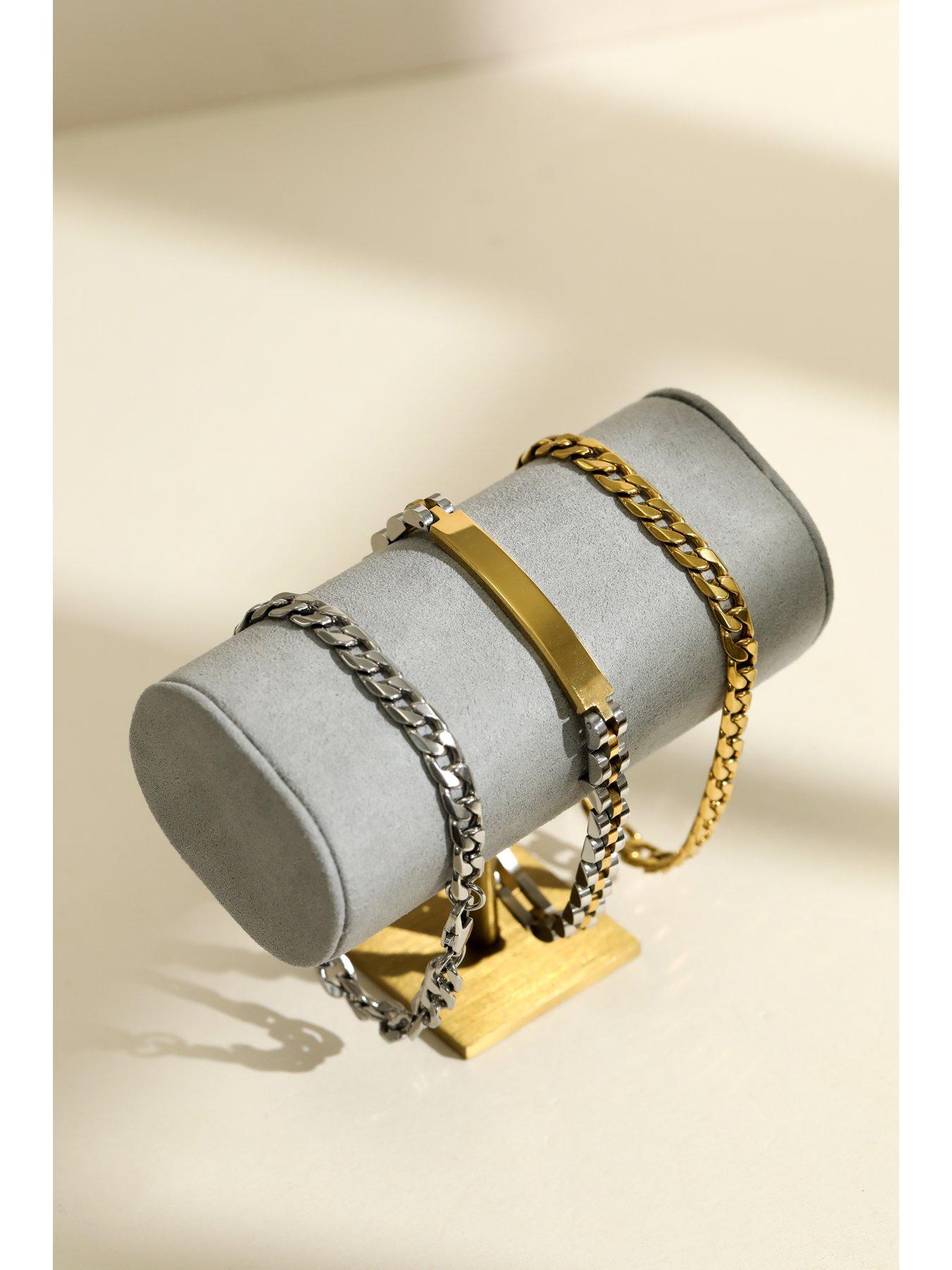 Image 2 of 3 of Inicio Inicio Men's Waterproof Two Tone Linked Bracelet - Gift Pouch