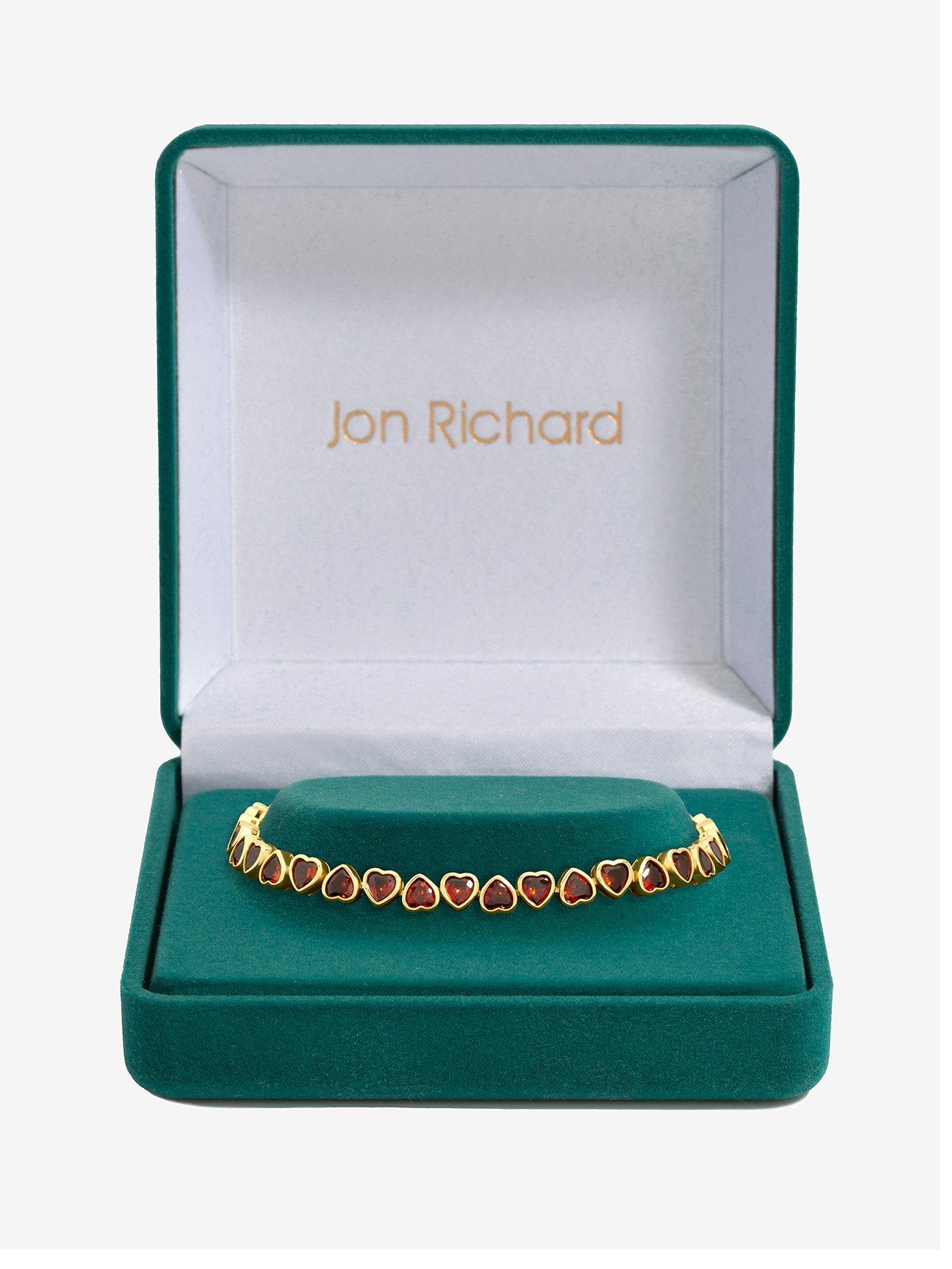 Jon Richard Jon Richard Gold Plated Cubic Zirconia Red Heart Drop Bracelet