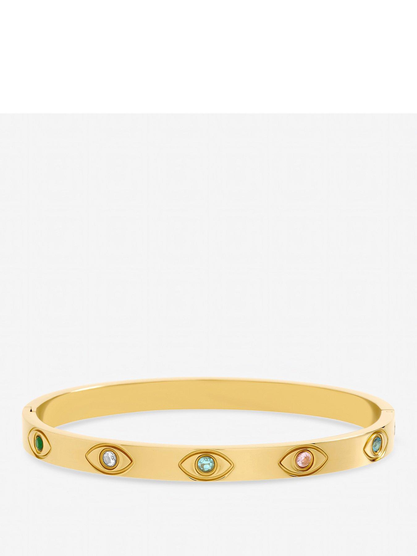 Jon Richard Jon Richard Gold Plated Waterproof Multi Colour Evil Eye Bangle