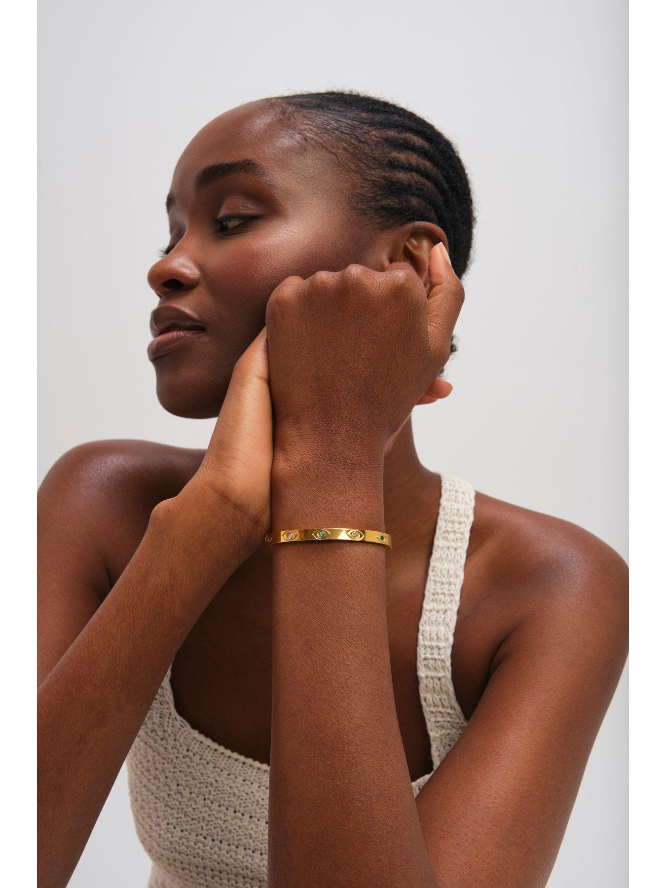 jon-richard-gold-plated-waterproof-multi-colour-evil-eye-banglestillFront