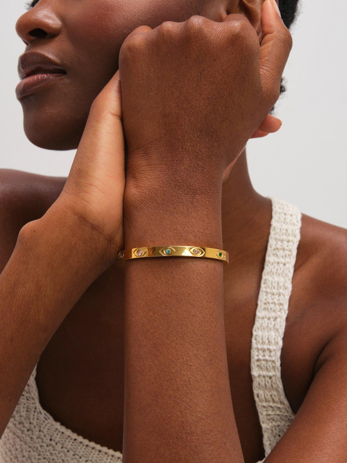 jon-richard-gold-plated-waterproof-multi-colour-evil-eye-bangleback