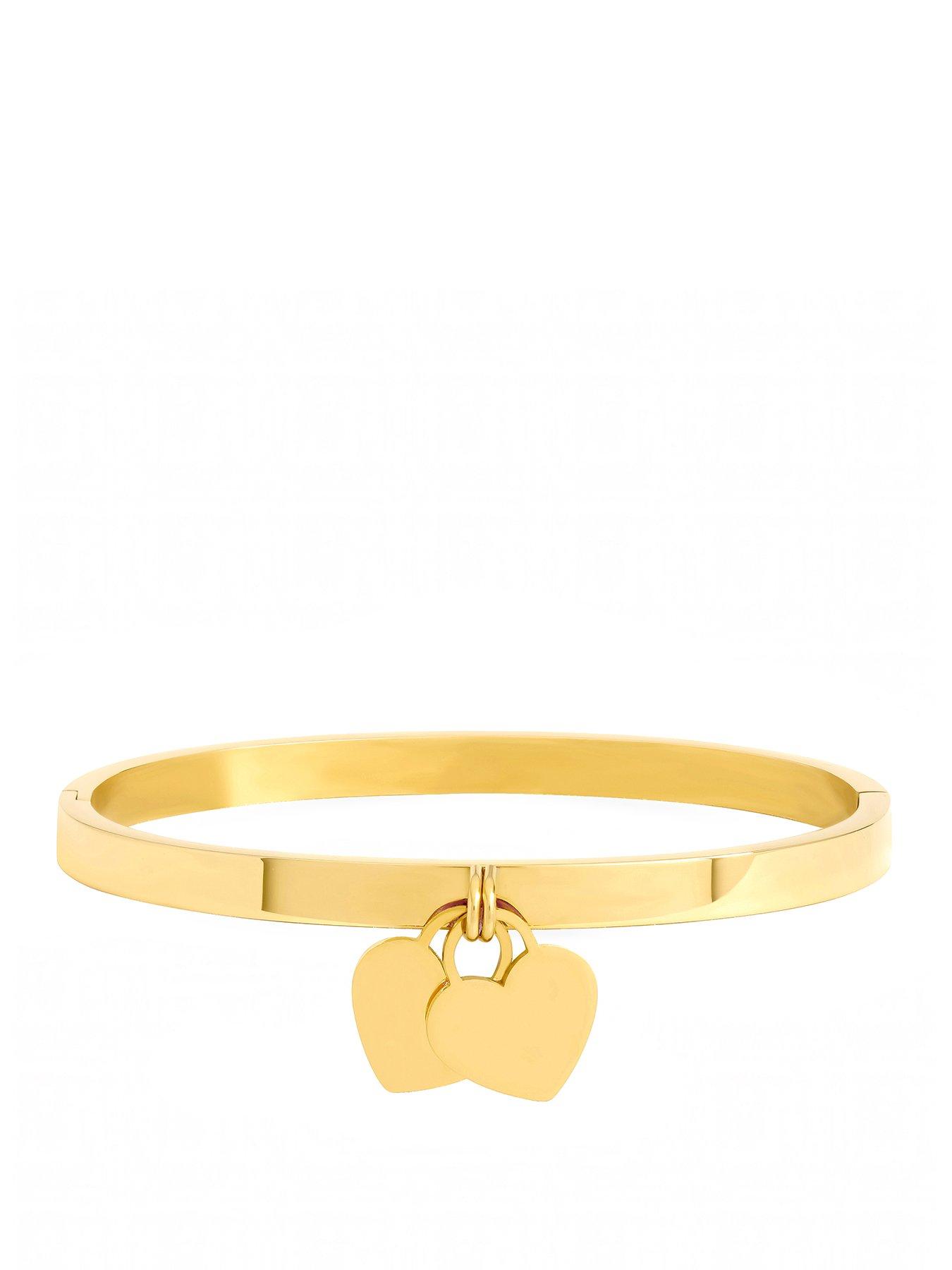 Jon Richard Jon Richard Gold Plated Waterproof Heart Charm Engraveable Bangle