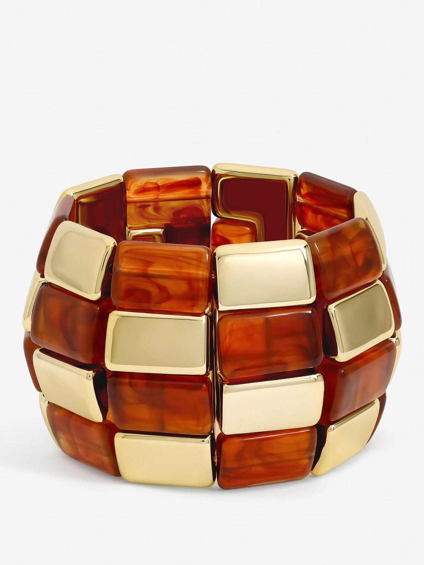 Mood Mood Gold Plated and Resin Statement Stretch Bracelet