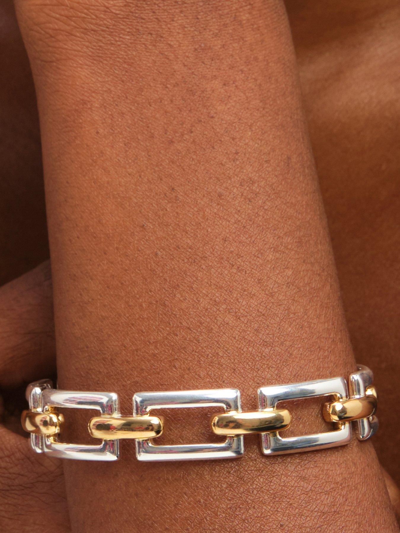 Inicio Inicio Two Tone Polished Cuff Bracelet - Gift Pouch