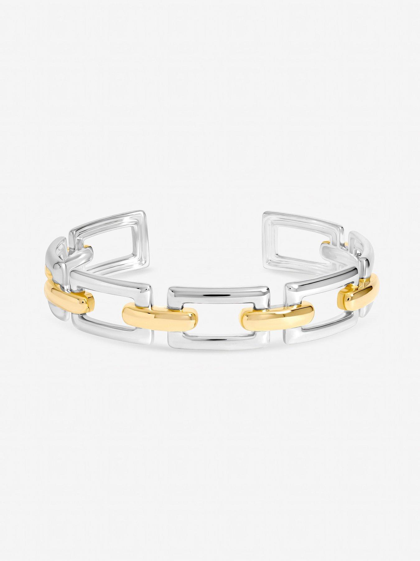 Image 4 of 4 of Inicio Inicio Two Tone Polished Cuff Bracelet - Gift Pouch