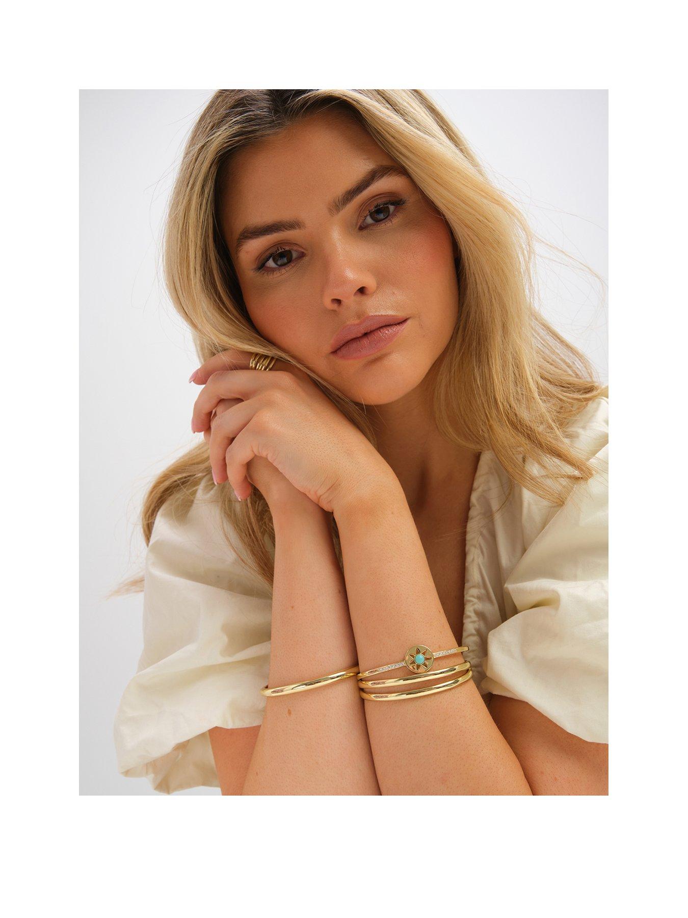 Inicio Inicio Gold Plated and Turquoise Celestial Bangle - Gift Pouch