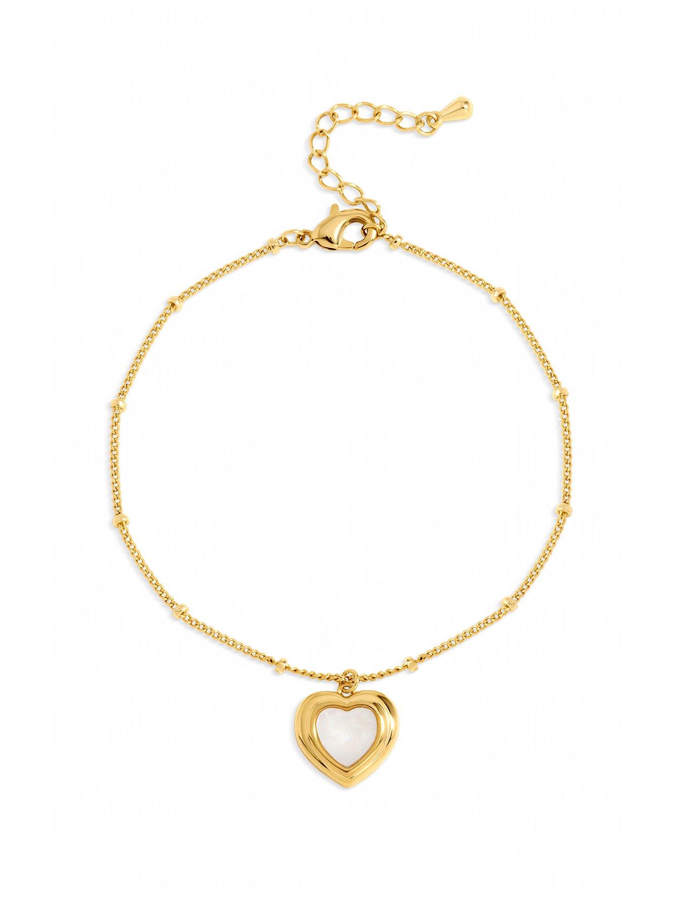 Inicio Inicio Gold Plated Mother of Pearl Heart Bracelet - Gift Pouch