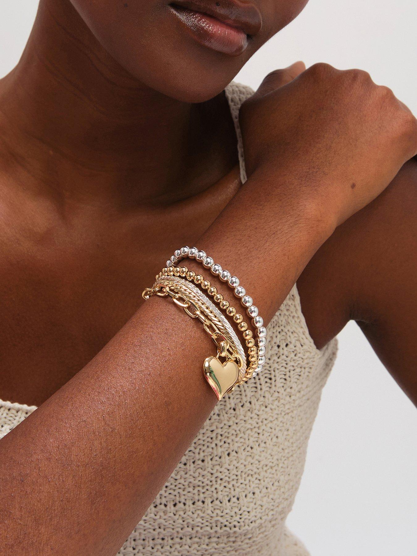 mood-two-tone-heart-bracelet-pack-of-4front