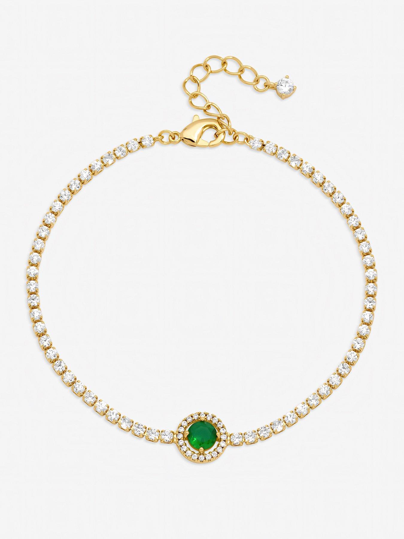 Jon Richard Jon Richard Gold Plated and Emerald Crystal Stone Bracelet