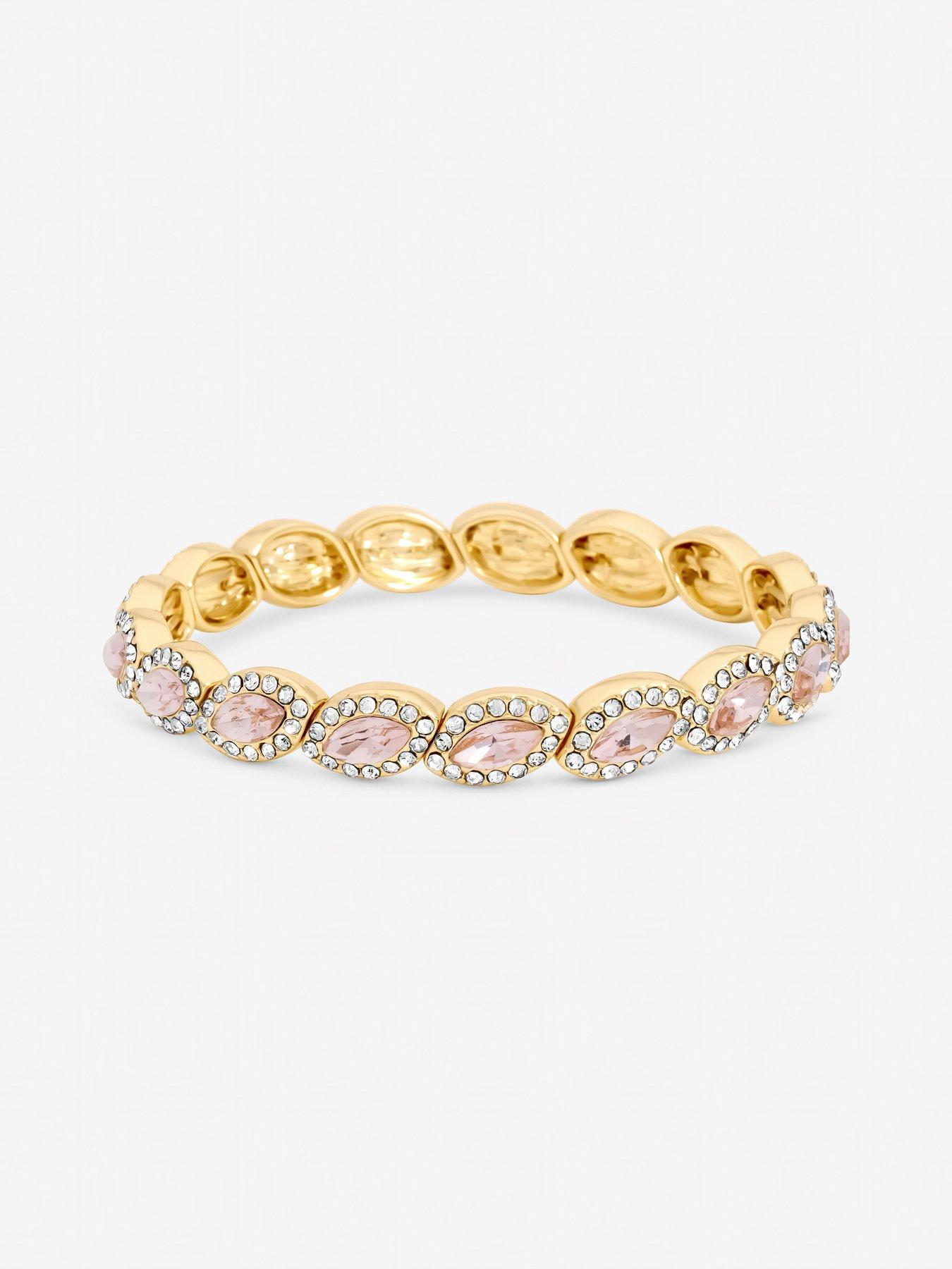 jon-richard-gold-plated-and-pink-navette-stretch-braceletstillFront