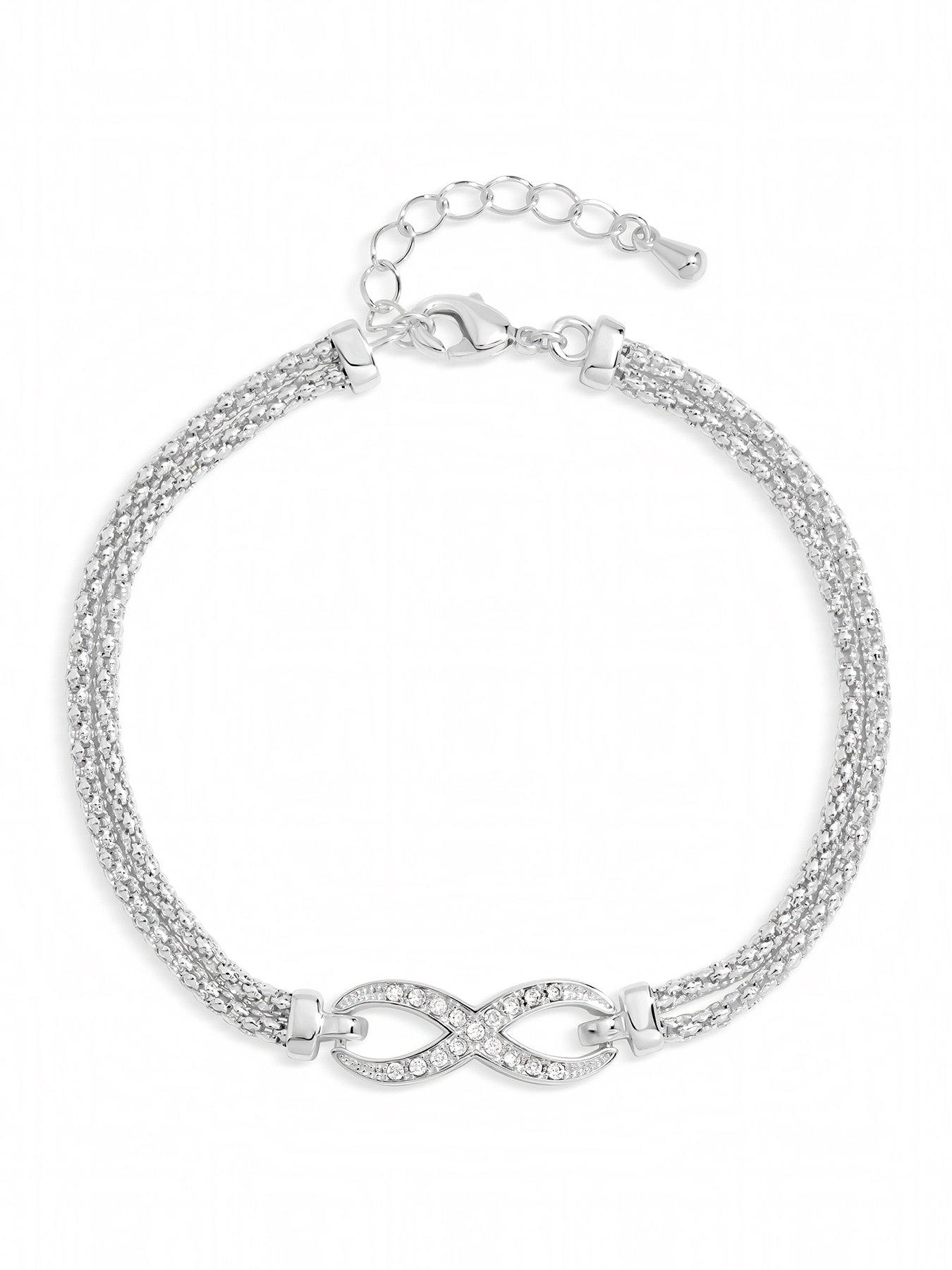 Image 1 of 1 of Inicio Sterling Silver Premium Pave Infinity Bracelet - Gift Pouch