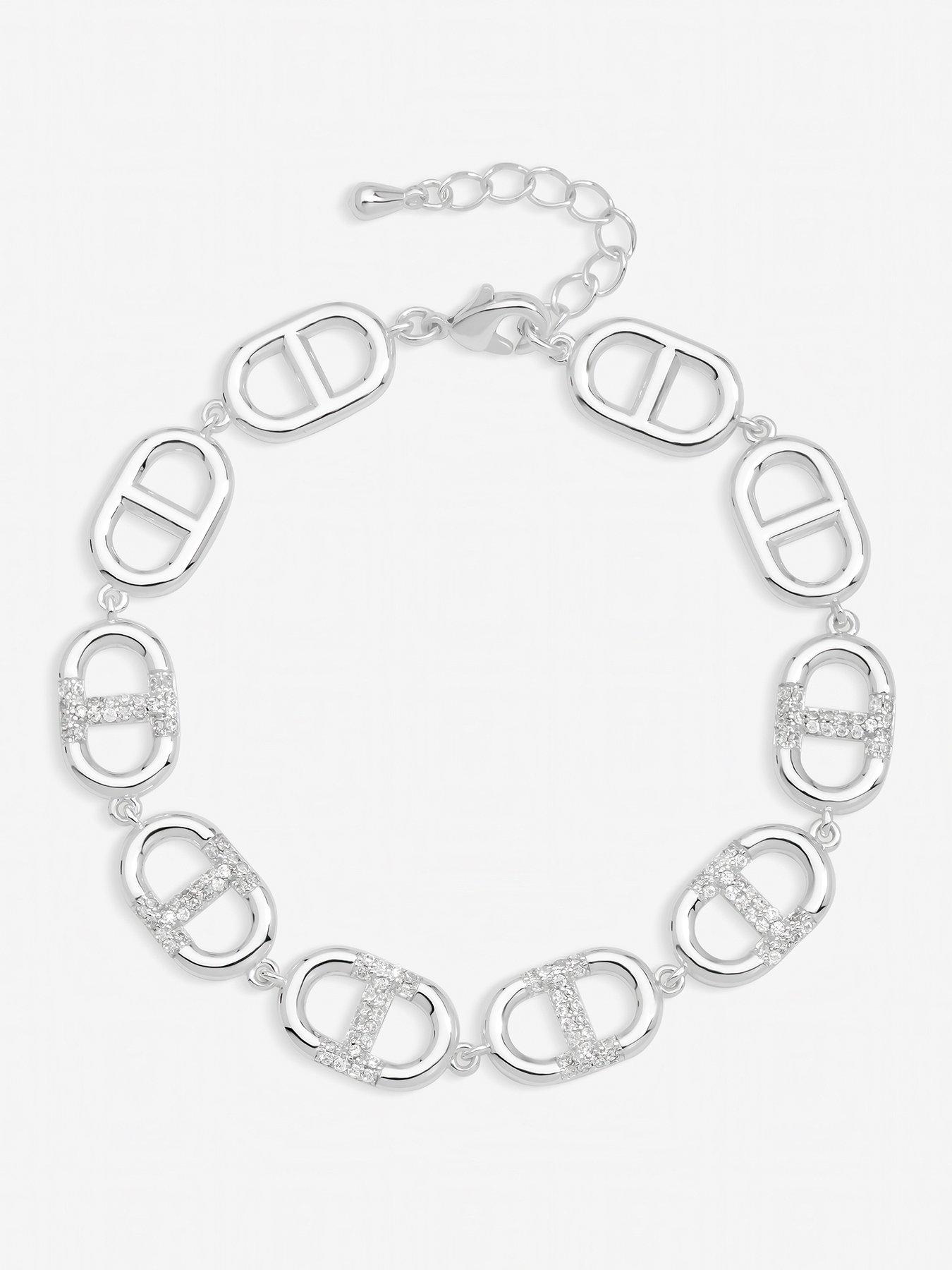 Image 1 of 2 of Jon Richard Jon Richard Silver Plated and Crystal Link Bracelet
