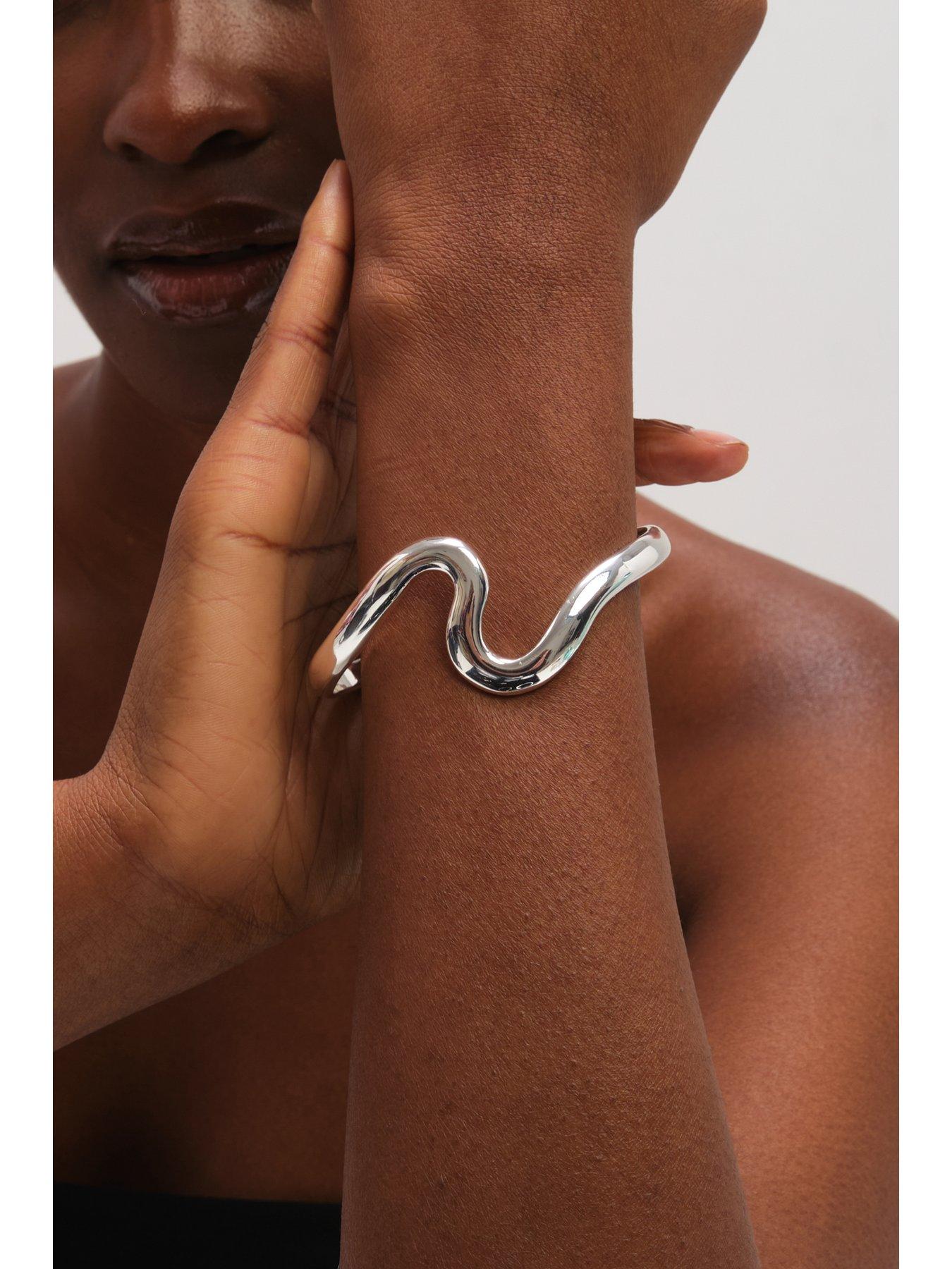 Image 4 of 4 of Jon Richard Jon Richard Silver Plated Polished Swirl Bangle