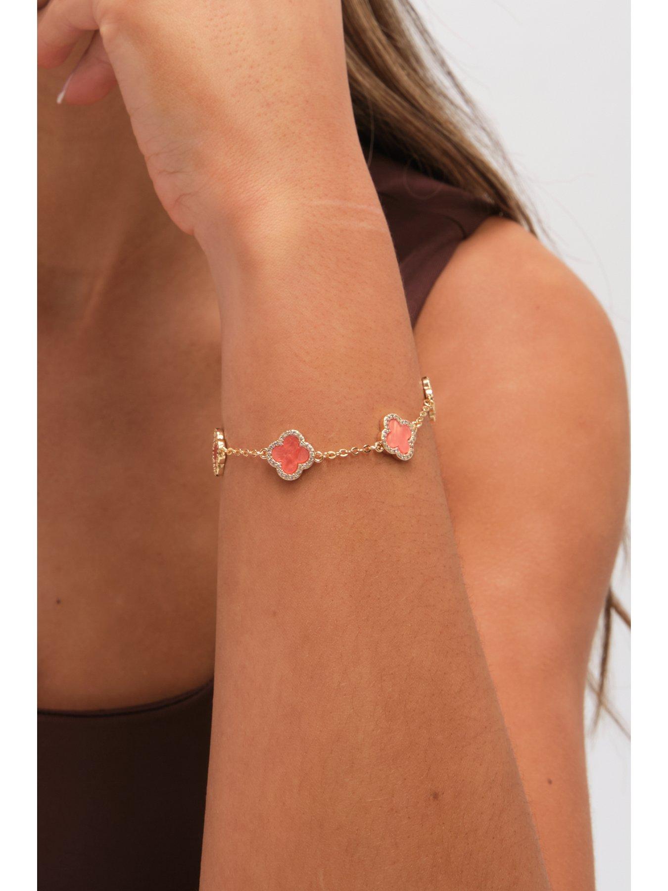 jon-richard-gold-plated-coral-clover-station-braceletstillFront