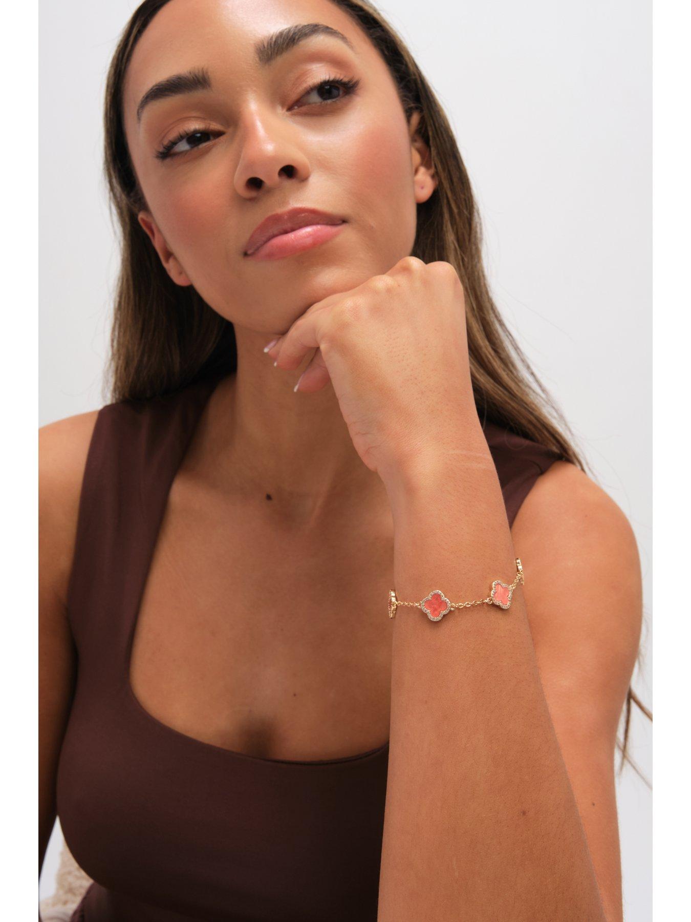 jon-richard-gold-plated-coral-clover-station-braceletback