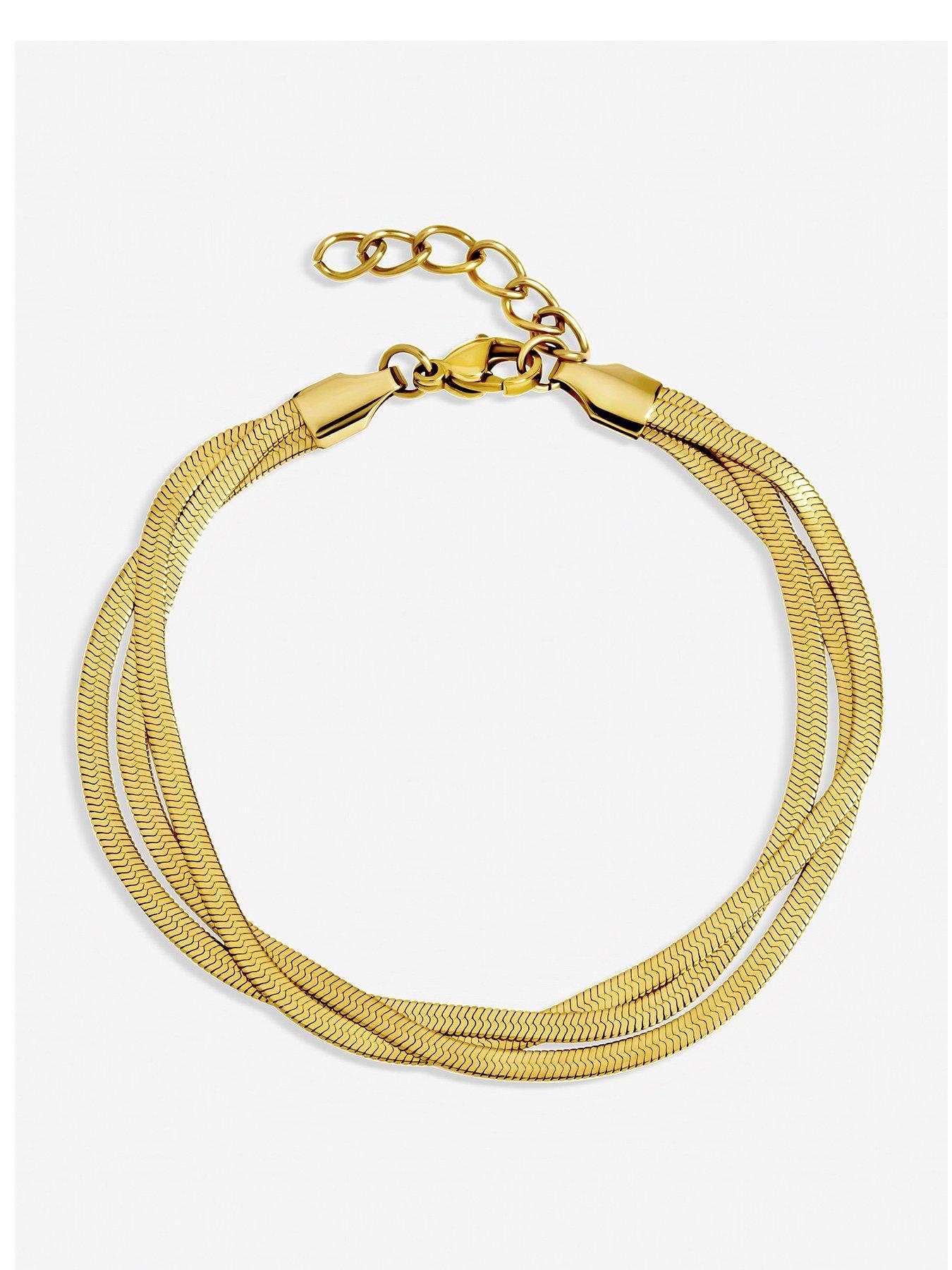 Jon Richard Jon Richard Gold Plated Waterproof Multirow Snake Chain Bracelet