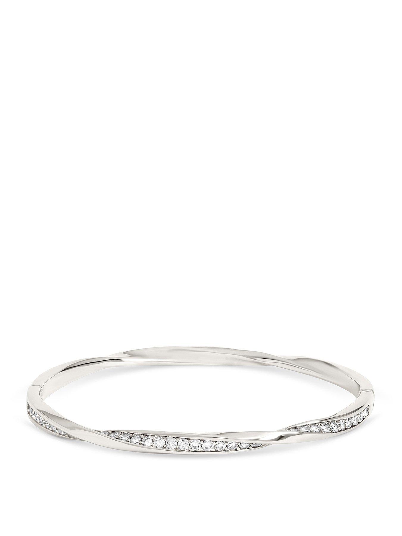 Jon Richard Rhodium Plated and Pave Twist Bangle