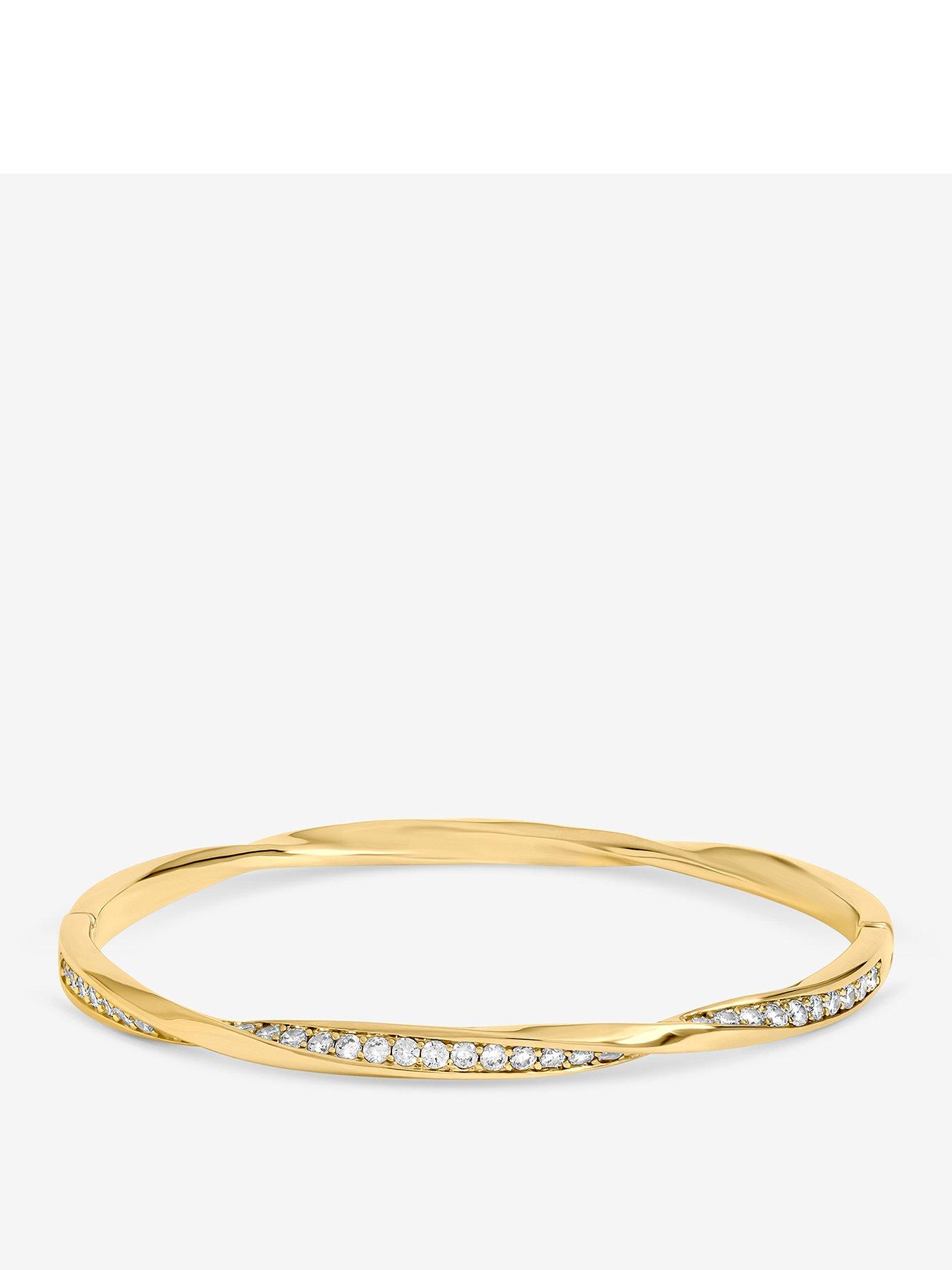 Image 1 of 1 of Jon Richard Gold Plated and Pave Twist Bangle