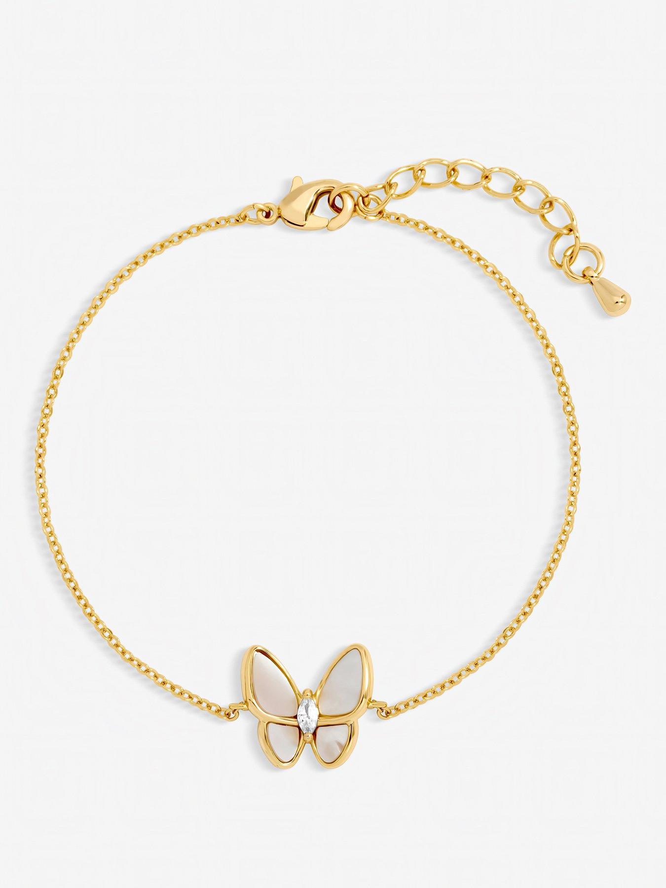 Jon Richard Jon Richard Gold Plated Pave and Mother of Pearl Butterfly Bracelet