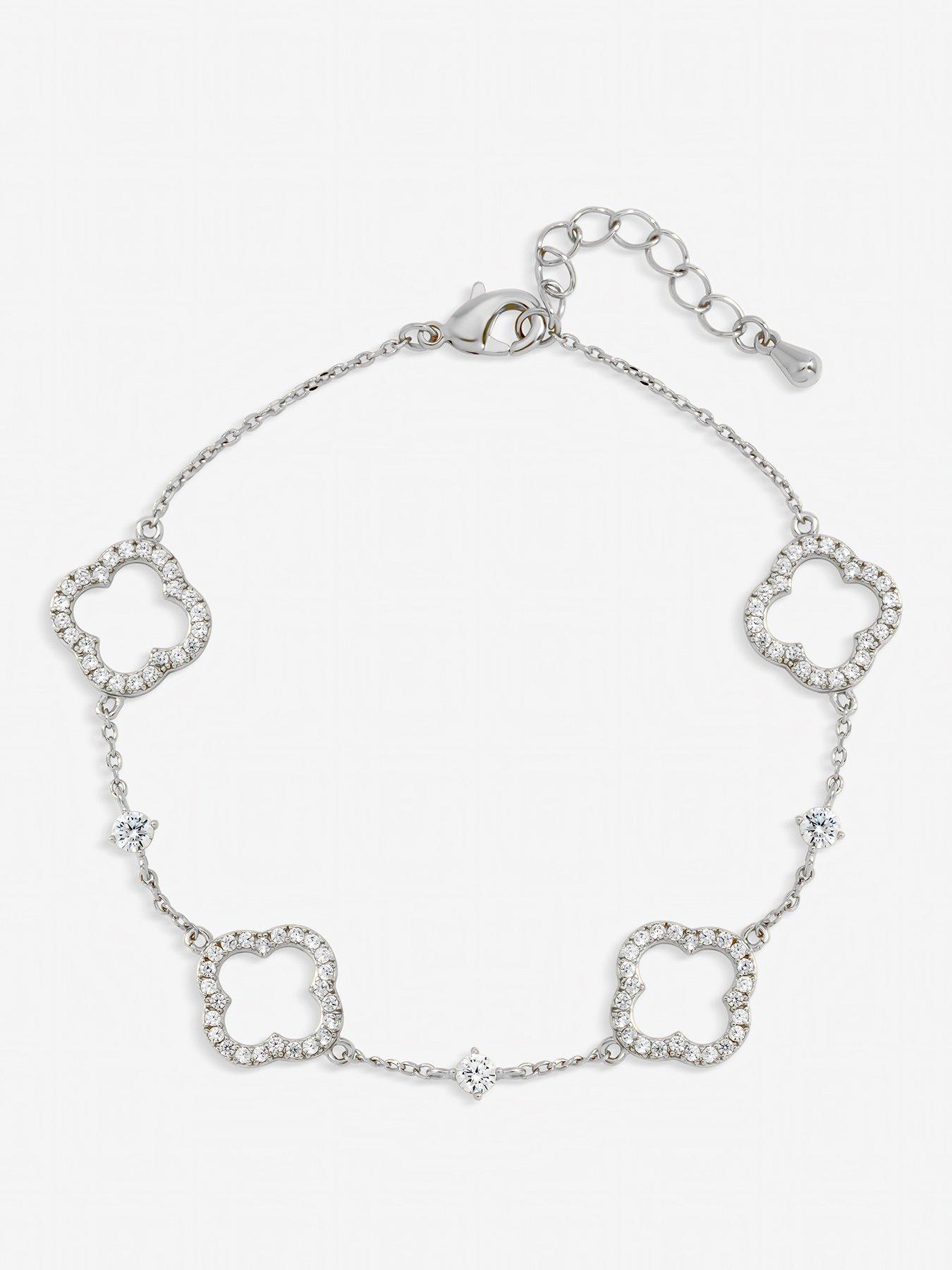 Jon Richard Jon Richard Silver Plated Pave and Crystal Open Clover Bracelet